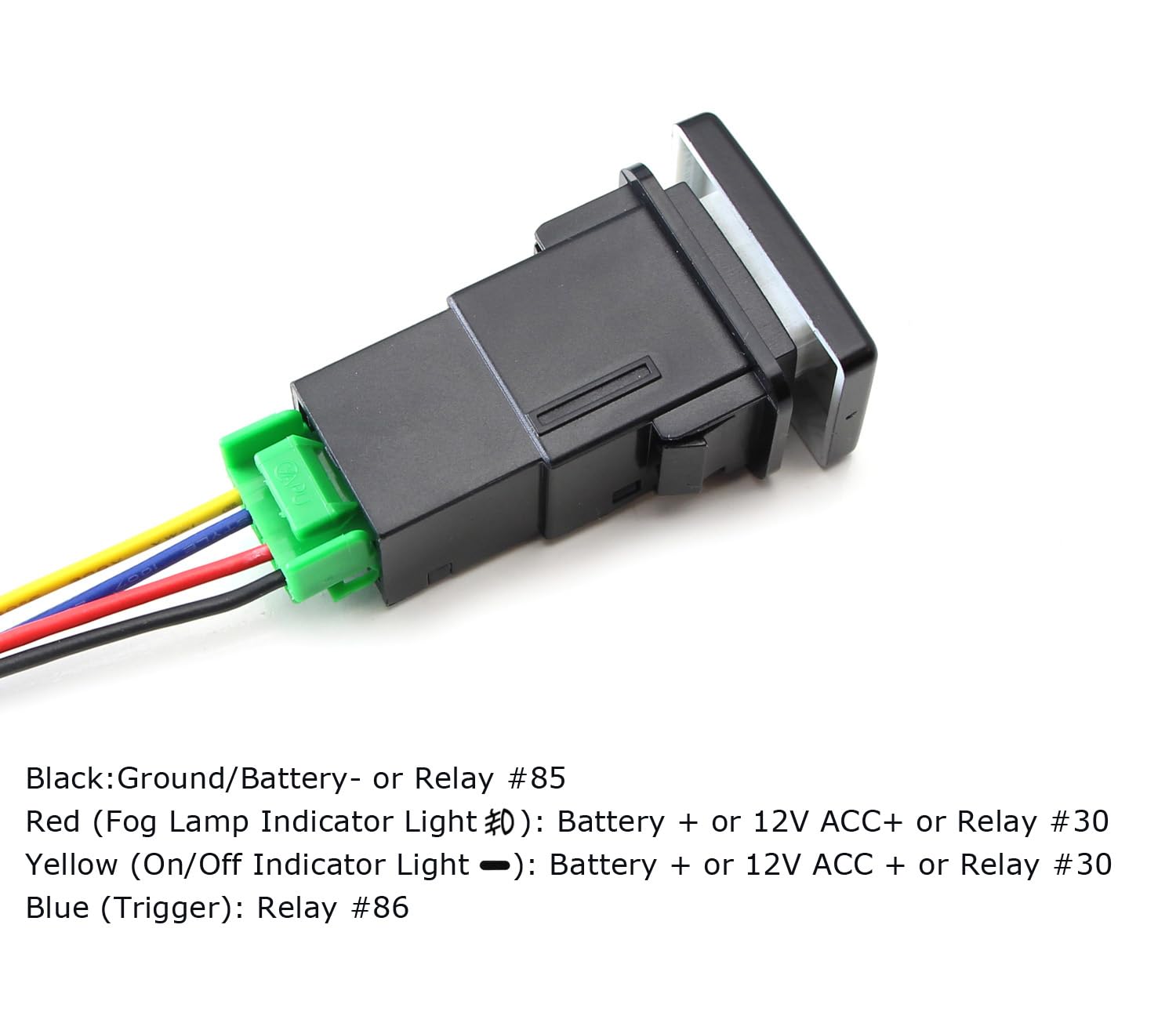iJDMTOY (1) Factory Style 4-Pole 12V Push Button Switch w/LED Background Indicator Lights Compatible with Fog Lights, DRL, LED L