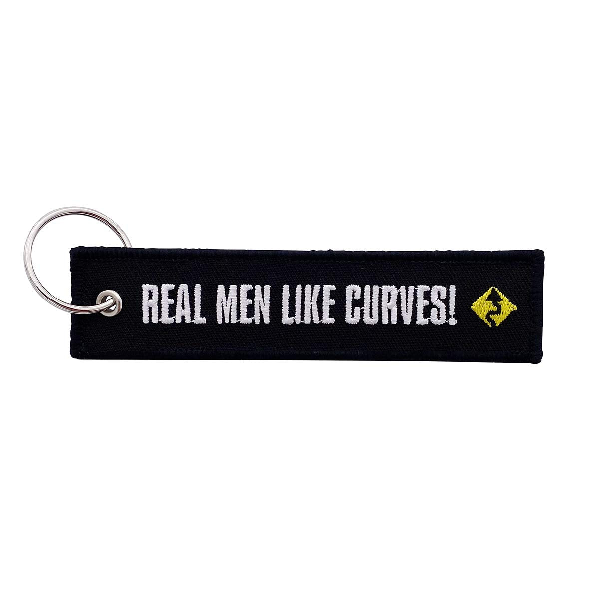 Boostnatics Keychain Tag For Motorcycles, Scooters, Bike, Cars, Backpacks, Gifts, & More (Real Men Like Curves)