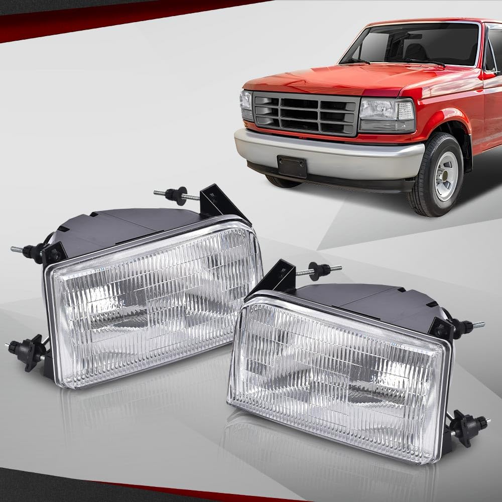 Cheda Headlight Compatible With 1992-1996 Ford F150/Fit 1995-1996 Bronco Xlt Sport/Fit 1992-1996 F250 Xl&1992 Bronco Xlt Nite Le