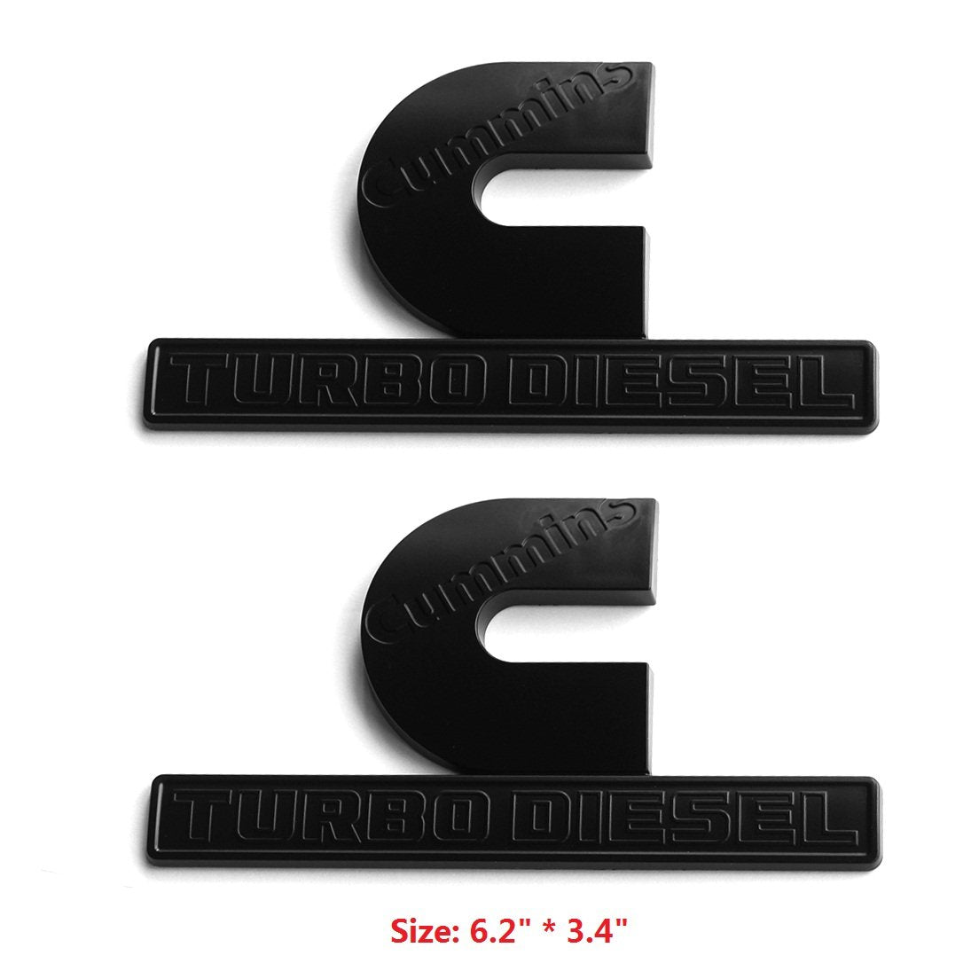 Yoaoo 2Pack Replacement Compatible With Cummins Turbo Emblem Badge 2500 3500 Emblem Matte Big All Black 6.2' By 3.4' Inches