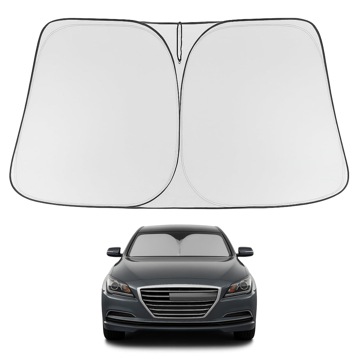 Proadsy 2025 Upgrade Windshield Sun Shade Custom Fit 2015 2016 Hyundai Genesis Foldable Front Sunshade Protector Sun Visor Block