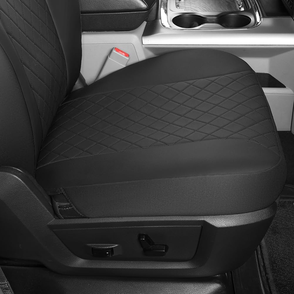 GIANT PANDA Front Car Seat Covers Custom Fit Dodge Ram 1500 2500 3500 Trucks Seat Protectors (Black) 2-Pack