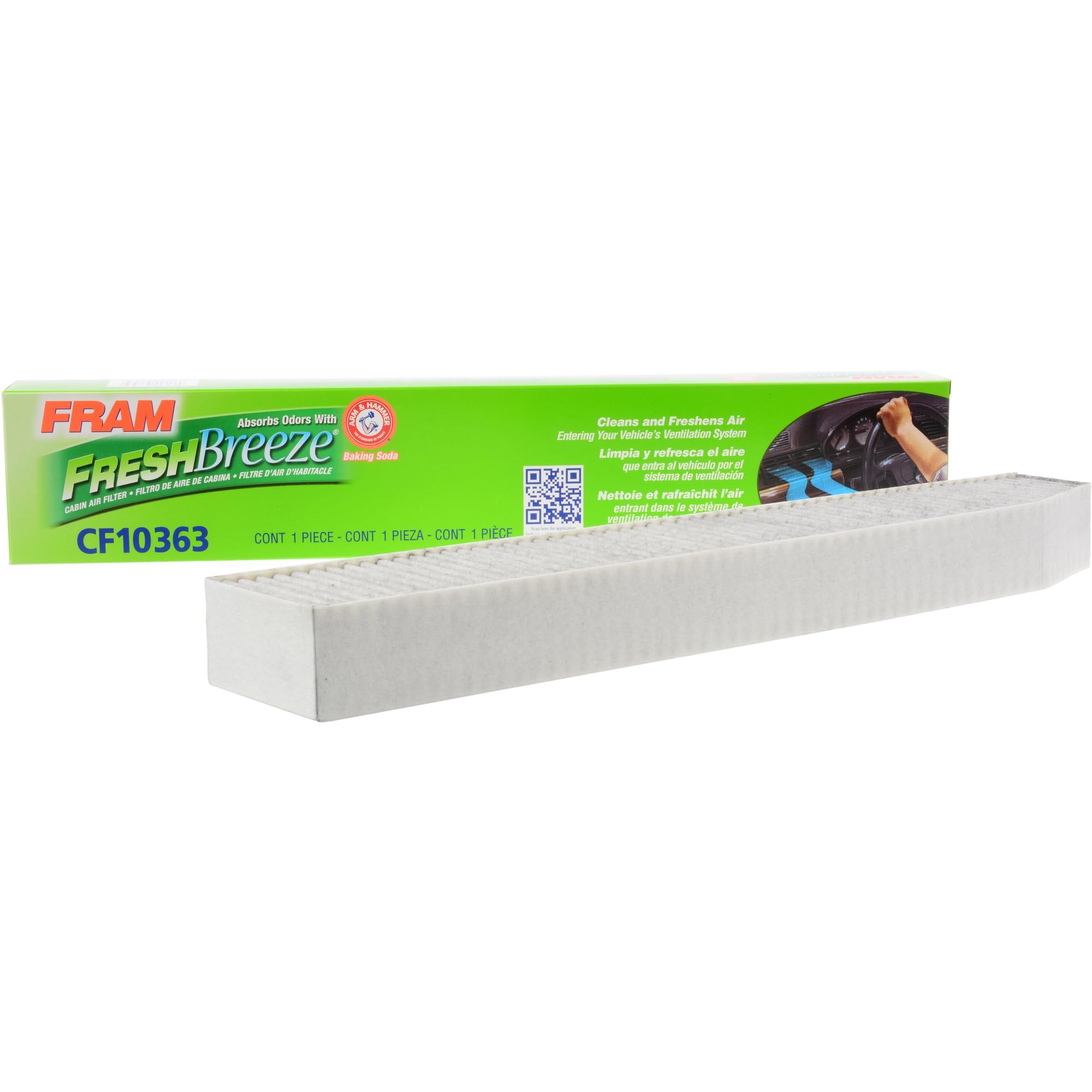 Fram Fresh Breeze Cabin Air Filter With Arm & Hammer Baking Soda, Cf10363 For Select Jeep Vehicles , White