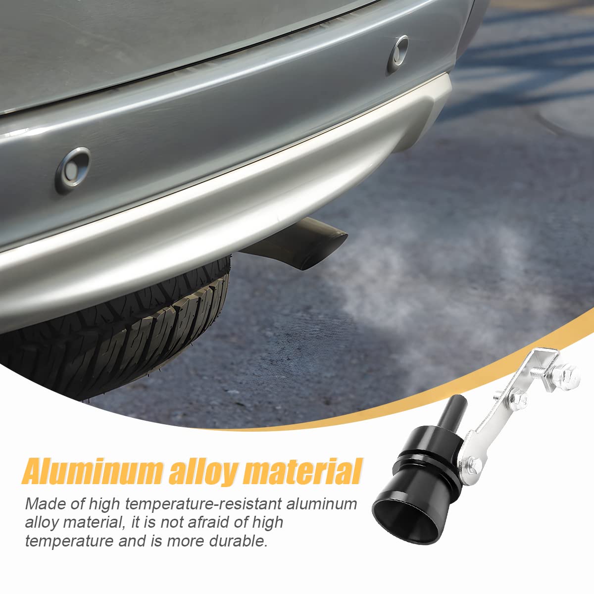 Moly Magnolia 2PCS Black Turbo Sound Whistle Simulator, Aluminum Alloy Blow Off Valve Muffler for Car Exhaust Roar Maker