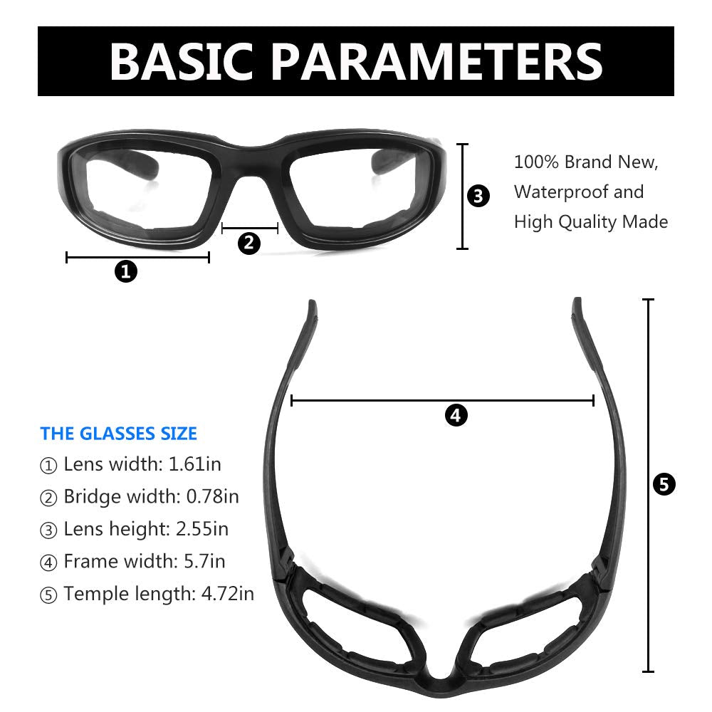 3 Pair Motorcycle Riding Glasses Padding Goggles Uv Protection Dustproof Windproofmotorcycle Sunglasses With Clear Lens For Outd