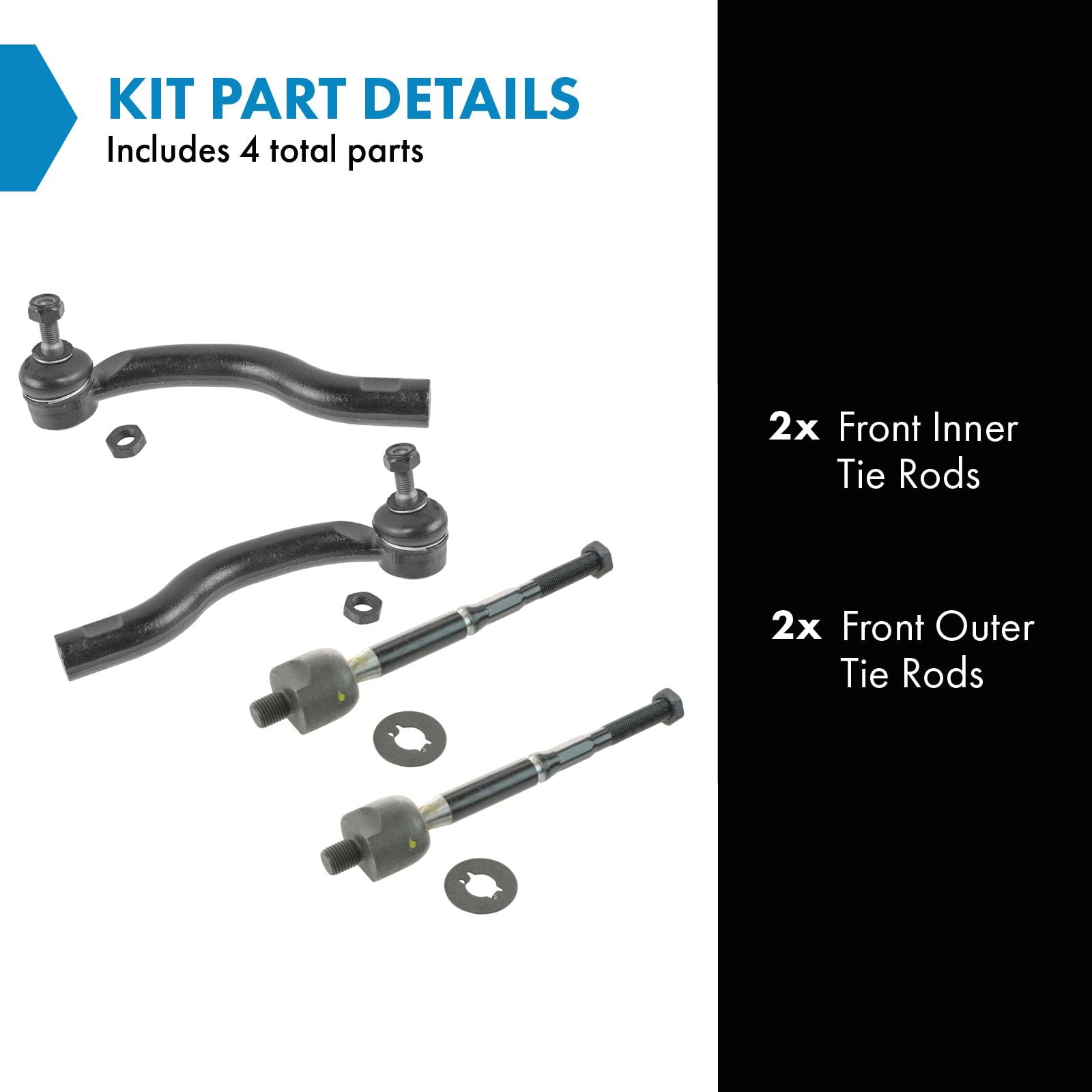 Trq Front Tie Rod Set Compatible With 2009-2014 Nissan Cube 2007-2012 Versa