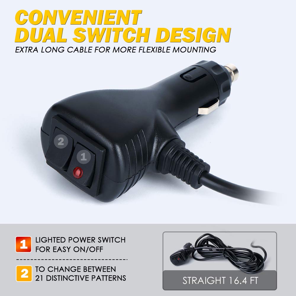 Xprite Amber Cob Led Rooftop Strobe Flashing Light Bar Double Side 21 High Visibility Emergency Hazard Warning Beacon Lights W/Magnetic Base For Safety Vehicles Tow Trucks Pickup Cars Snowplow