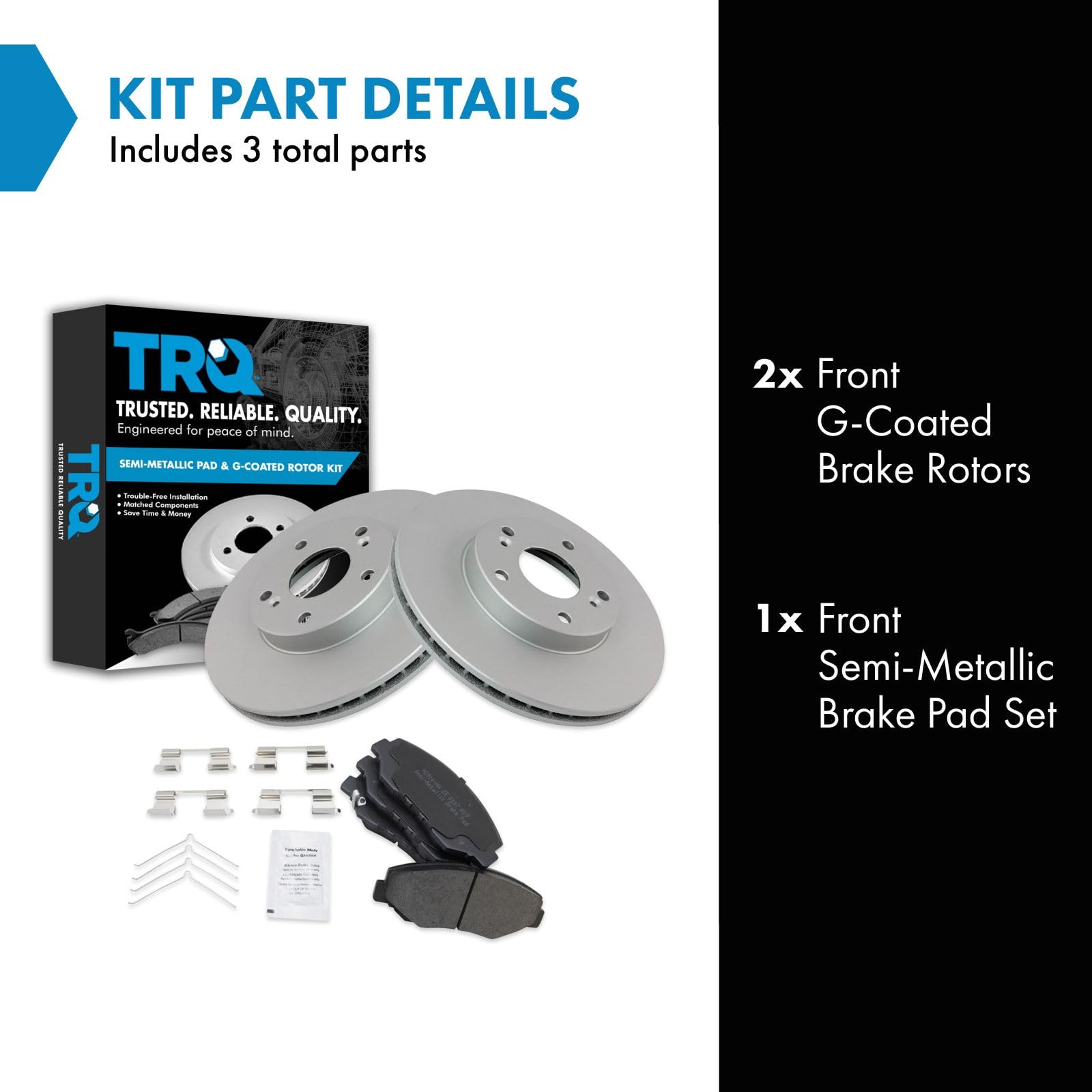 Trq Front Brake Pad & Rotor Kit Brake Pads Brake Rotor Semi-Metallic Premium G-Coated Compatible With 2014-2015 Acura Ilx 2003-2