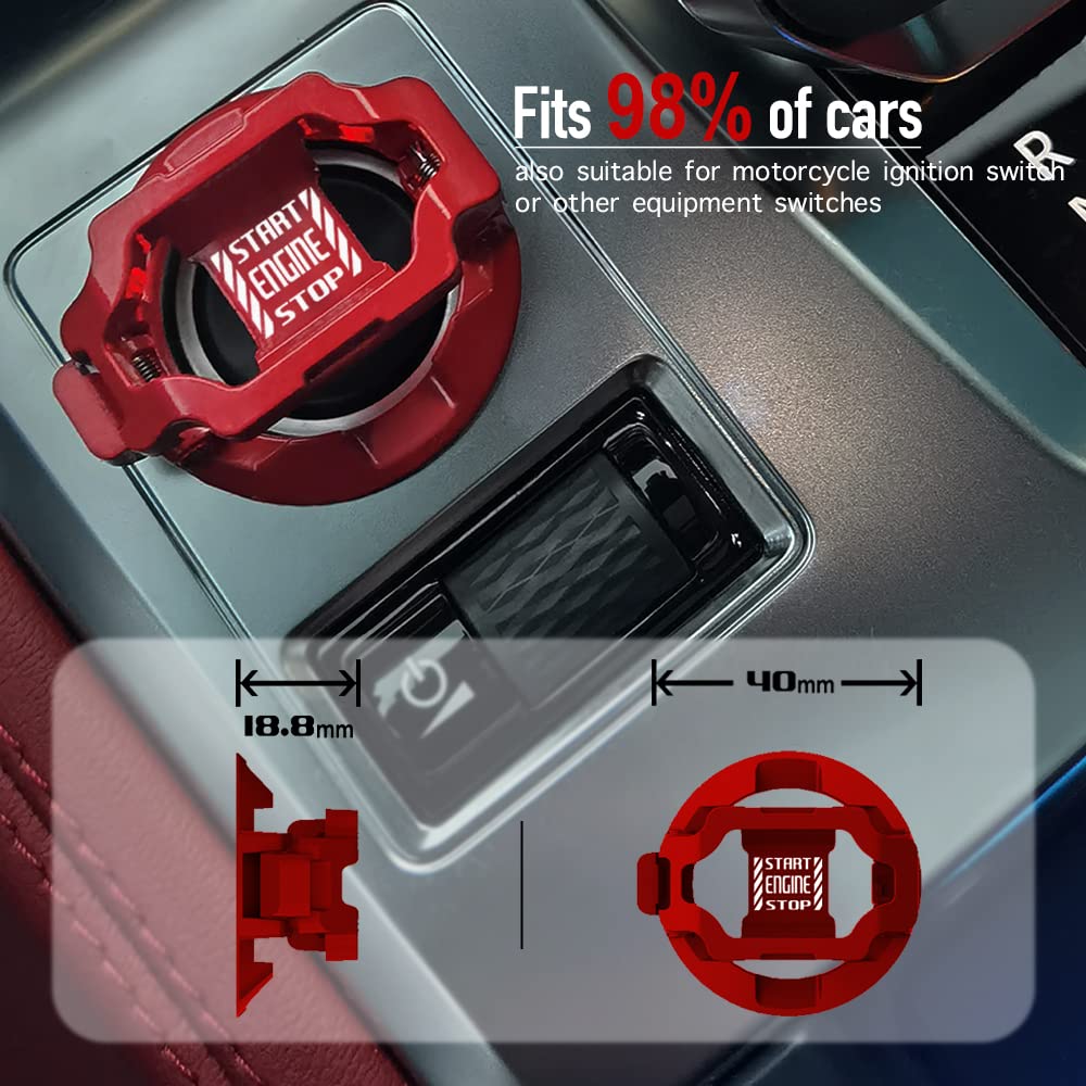 ???????????????? | Tybasthe Push Start Button Cover, Car Engine Start Stop Button Cover Protector, Cool Car Accessories Interior Decor Sticker Motorcycle Key Ignition Switch Cover, Red