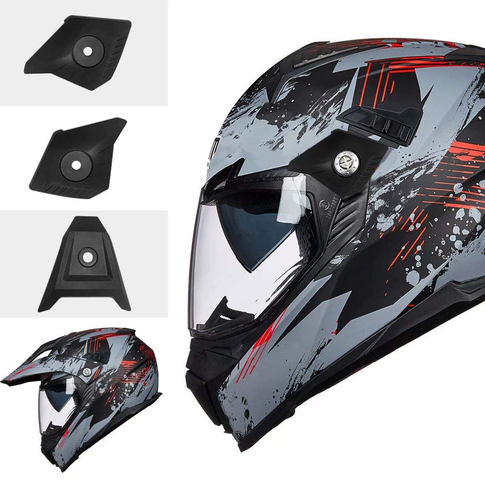Ilm Off Road Motorcycle Dual Sport Helmet Full Face Sun Visor Dirt Bike Atv Motocross Casco Dot Certified Model 606V(Grey Red, L