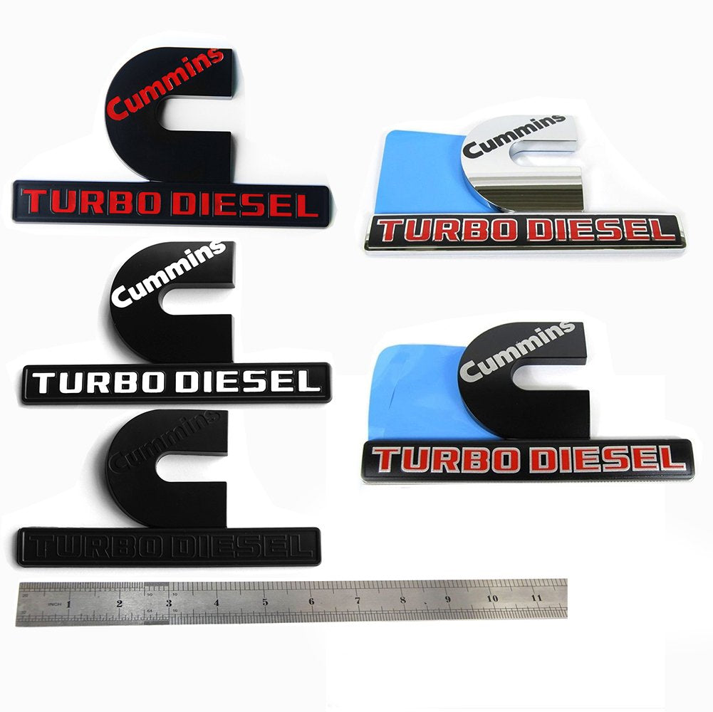 Yoaoo 2Pack Oem Black Cummins Turbo Emblem Compatible With 2500 3500 Emblem Matte White 6.2 By 3.4 Inches