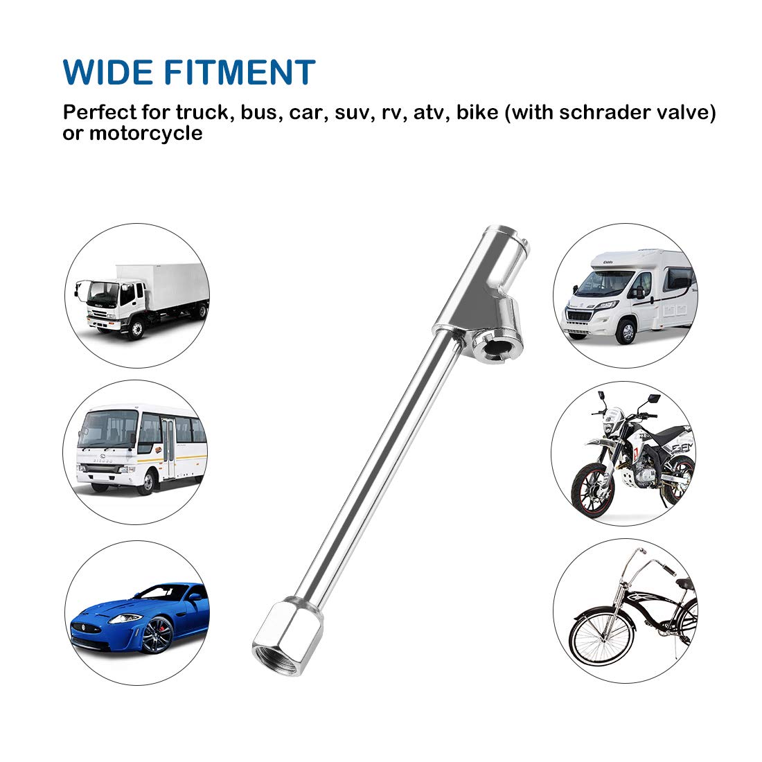 Czc Auto Heavy Duty Inflatable Air Chuck, Straight On Foot Dual Head Truck Tire Chuck, 1/4 Fnpt Extension Stem Compatible With Inflator Air Pump Compressor Accessories For Truck Bus Car Motorcycle