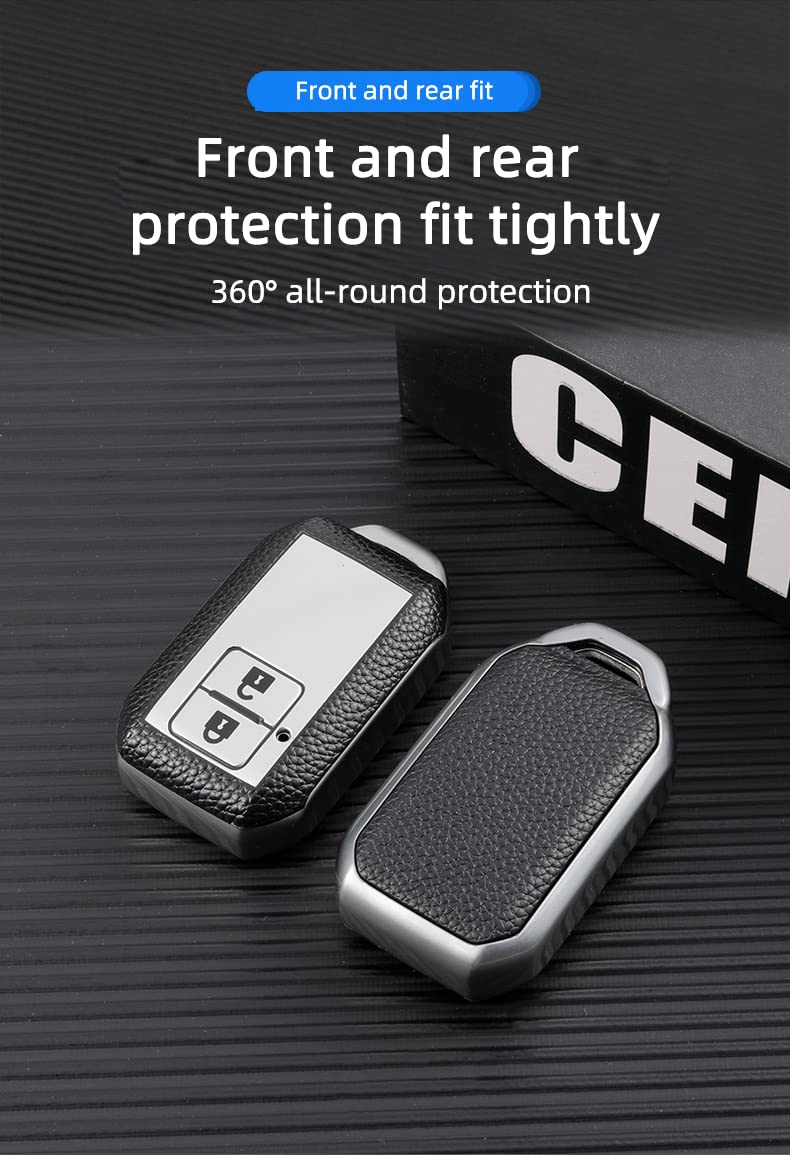 Hibeyo For Suzuki Key Fob Cover Key Case Compatible With Suzuki Swift 2017 2018 Wagon R Replacement Tpu Leather Texture Smart 2