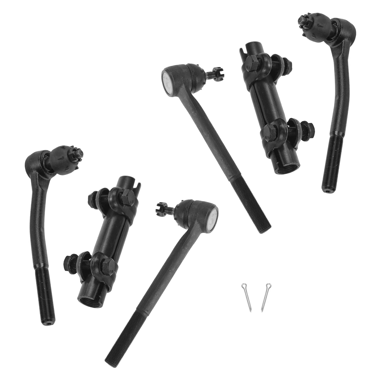 TRQ Front Inner & Outer Tie Rods with Adjusting Sleeves 6 Piece Steering Kit