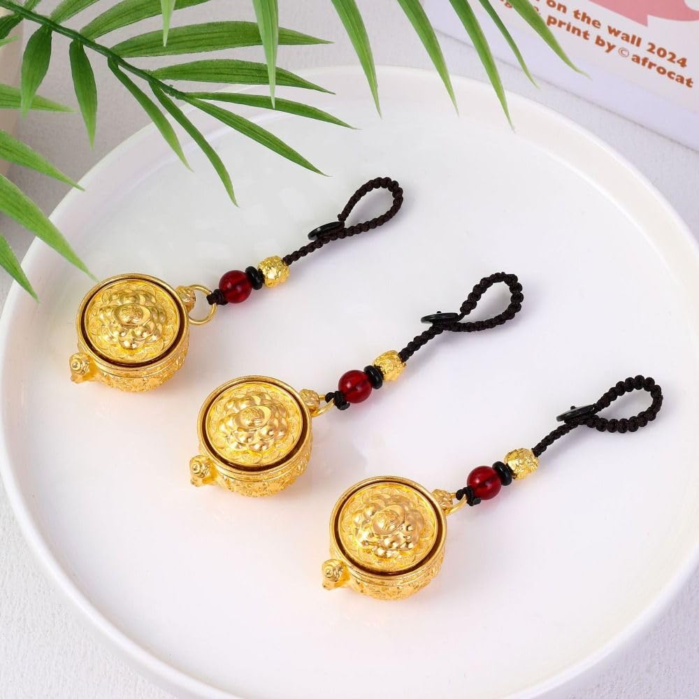 Car Key Ring Brass Coins Longevity Rotatable Chinese Style Lucky Pendant Auspicious Crafts Zodiac Cornucopia(Style12)