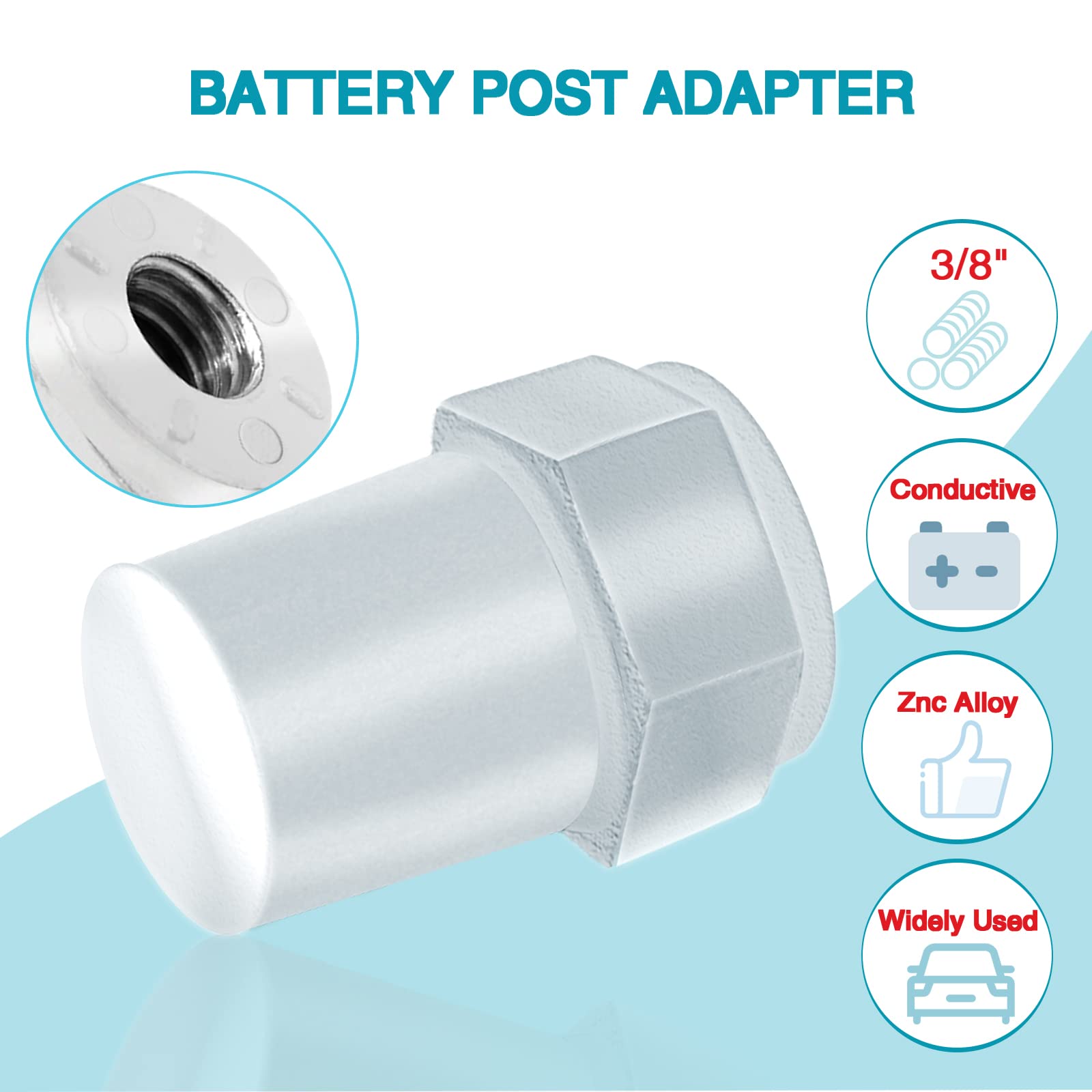 Car Battery Post Adapter: 4Pcs Side Post To Top Post Battery Adapter With 3/8' Female Thread