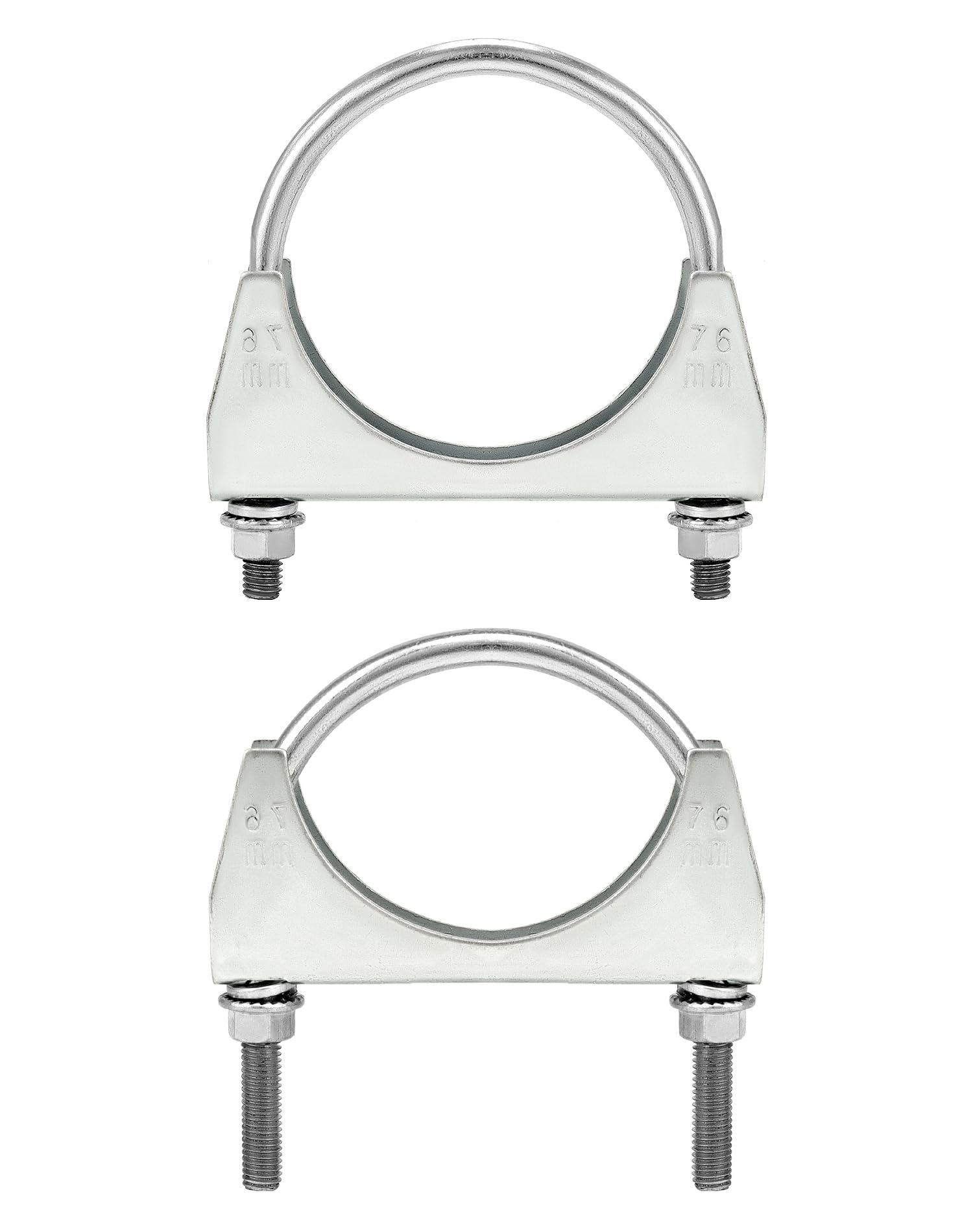 Qwork U-Bolt Muffler Tip Exhaust Hook, 4 Pack 3'' Od Universal Silencer Exhaust Clip, Steel Exhaust Pipe Clamp