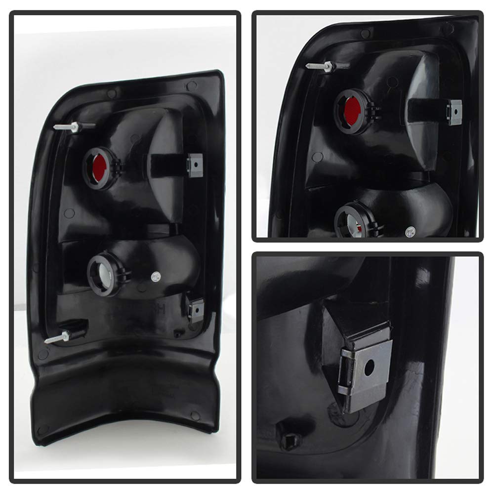 Acanii - For 1994-2001 Dodge Ram 1500 2500 3500 Red Smoke Factory Style Tail Lights Brake Lamps Aftermarket Left+Right Midnight