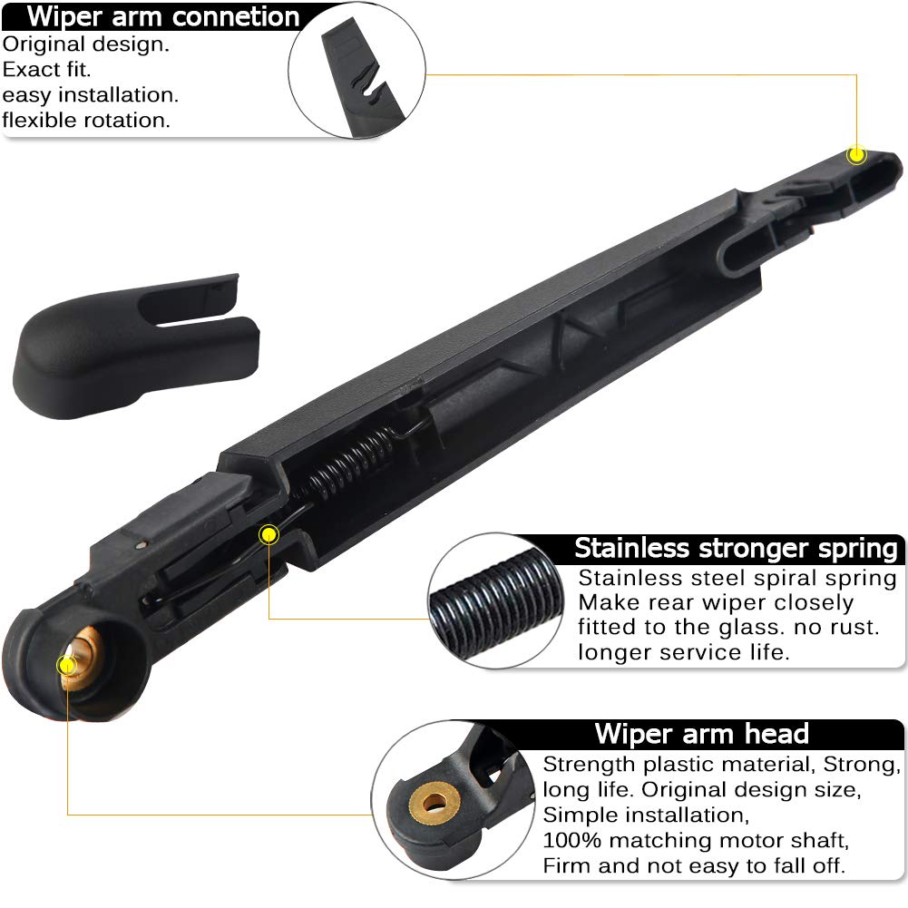 Rear Windshield Wiper Arm Blade for Jeep Renegade 2015-2019 -High Performance Original Equipment Replacement OE:68256590AA