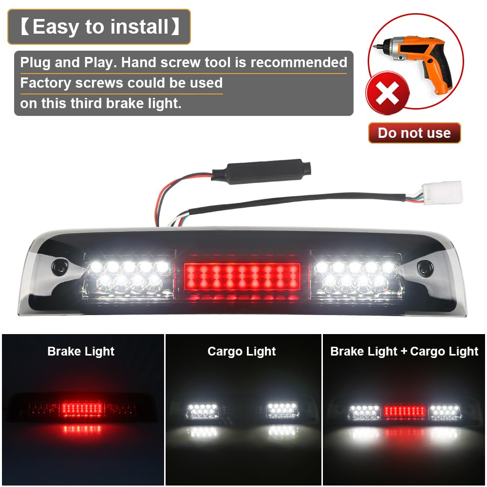 RAVSOFT LED 3rd Third Brake Light Smoked Lens with Seal Gakset For 2009-2018 Dodge Ram 1500 2500 3500 High Mount Stop Lamp Assem