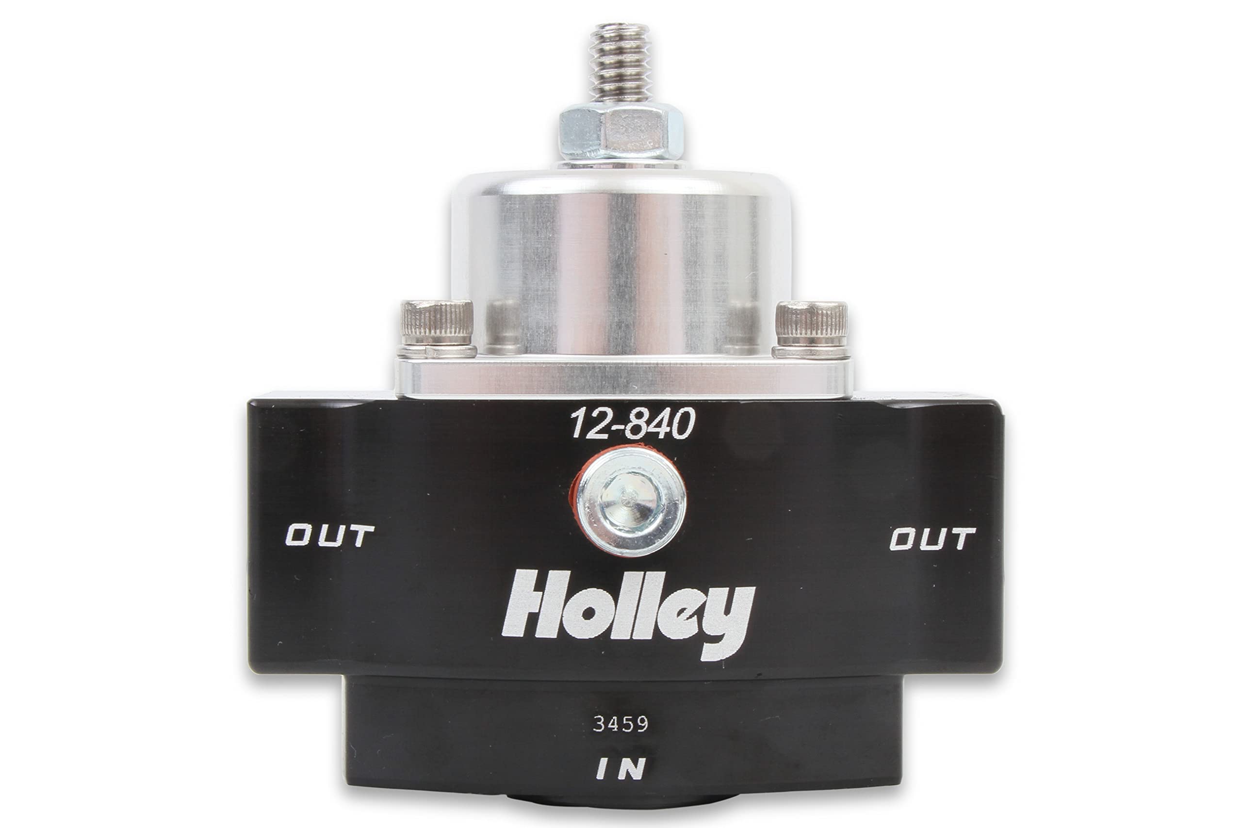 Holley 12-840 4.5-9 Psi Adjustable Billet Fuel Pressure Regulator With 3/8 Ntp Ports,Black Anodized
