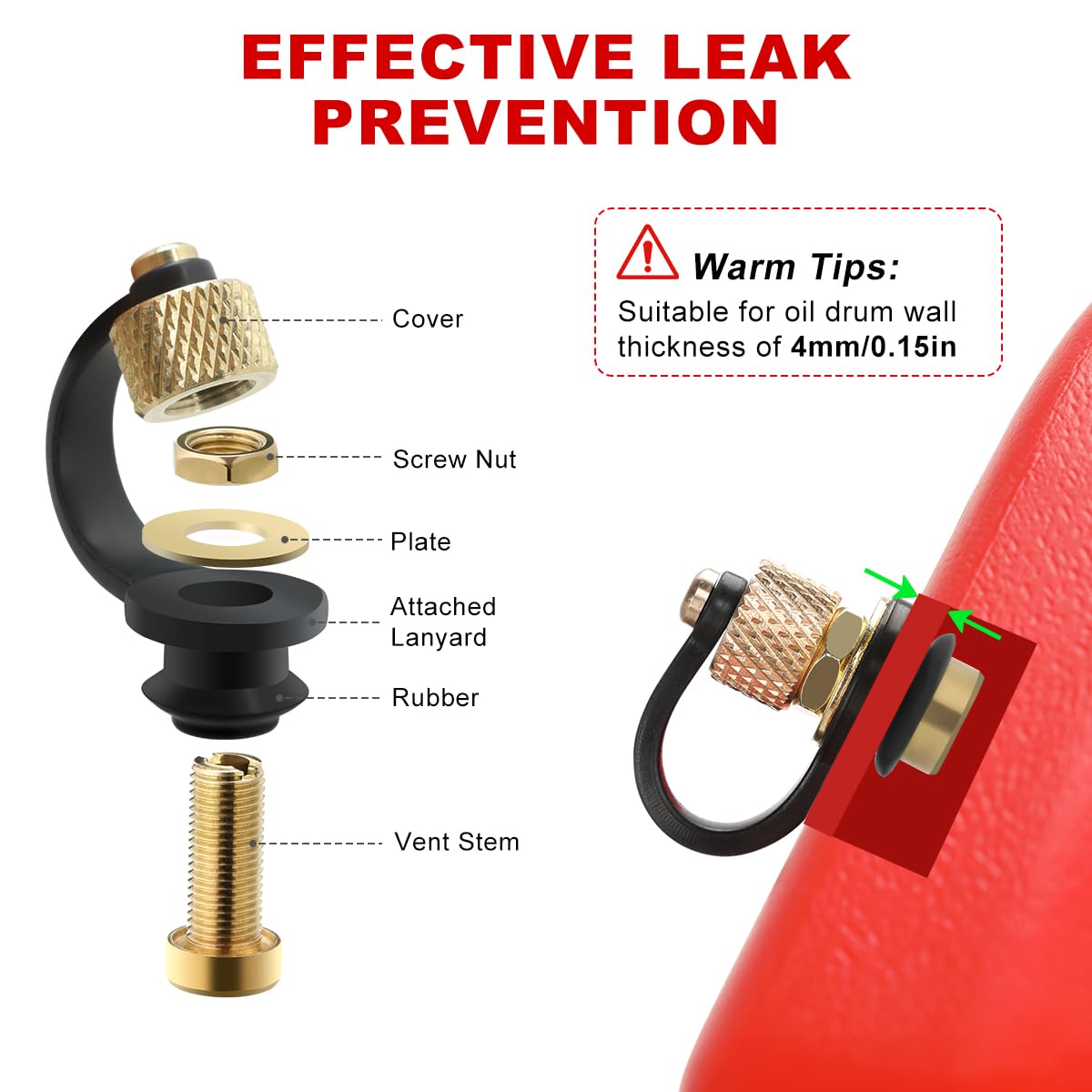 Magicfour Fuel Gas Can Vent Caps, 3 Pack Fuel Gas Tank Vent Caps Gas Can Replacement Vent Plug Gas Jug Vent Caps For Gas Fuel Wa