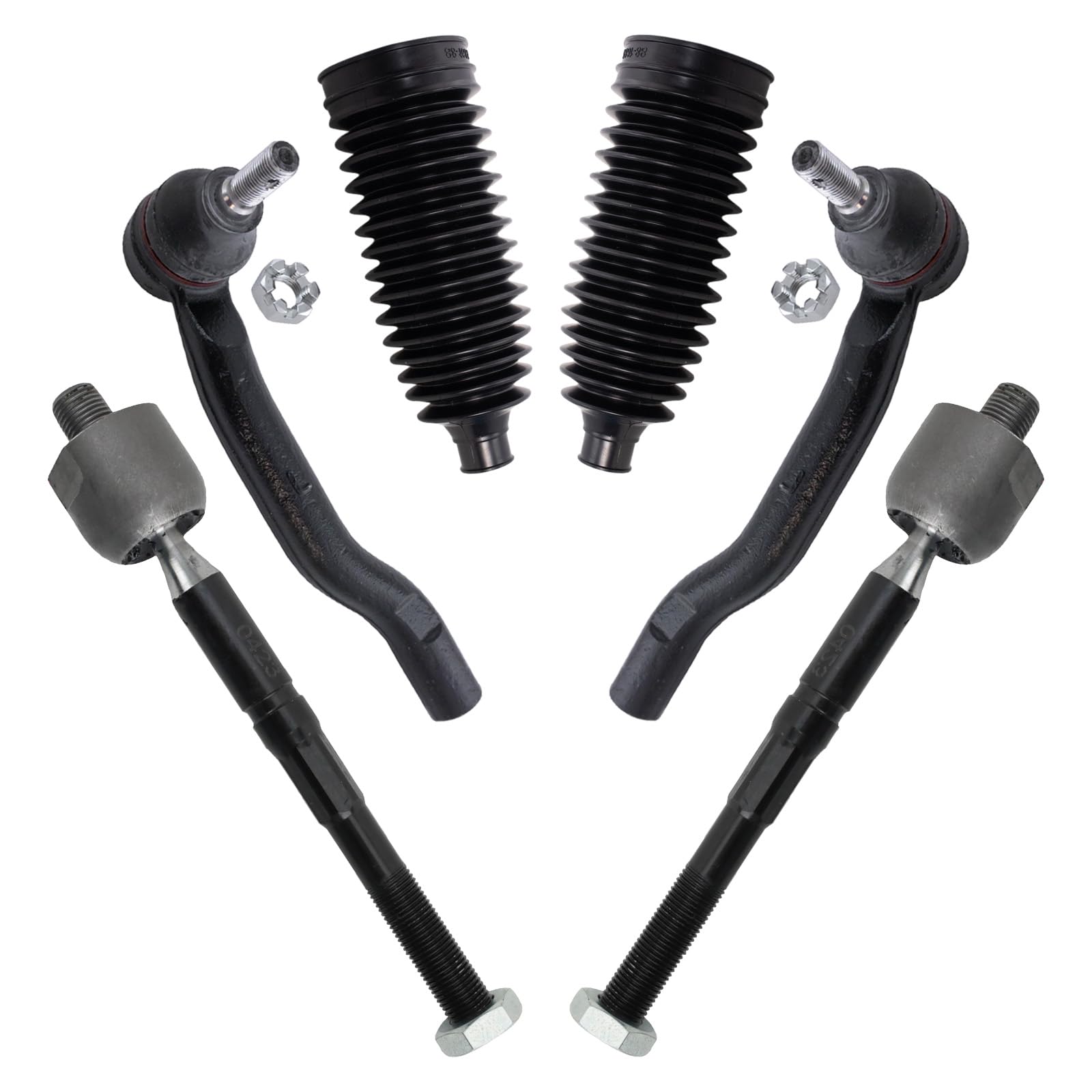 Trq Front Steering Kit Steering Rack & Pinion Bellow Tie Rod Compatible With 2013-2018 Toyota Avalon 2012-2017 Camry