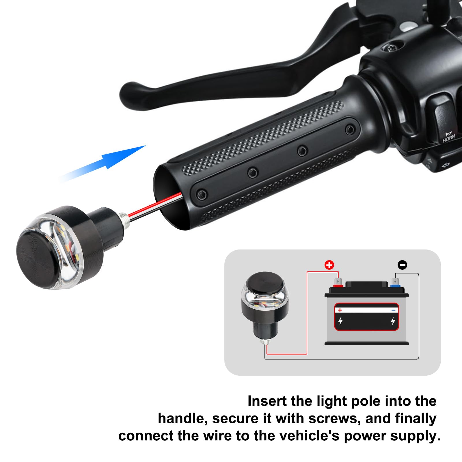 2PCS Motorcycle Turn Signal Light, 12 LEDs Turn Signal Indicator Lamp, Amber/White Front Handlebar End Light, Waterproof Blinker Strobe Light, for 12V Universal Scooter Sportster Cruiser Motorbike