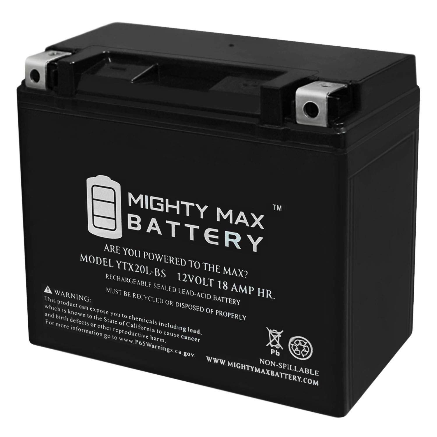 Mighty Max Battery Ytx20L-Bs Battery For Harley-Davidson Flstf Softail Fat Boy 1991-2014