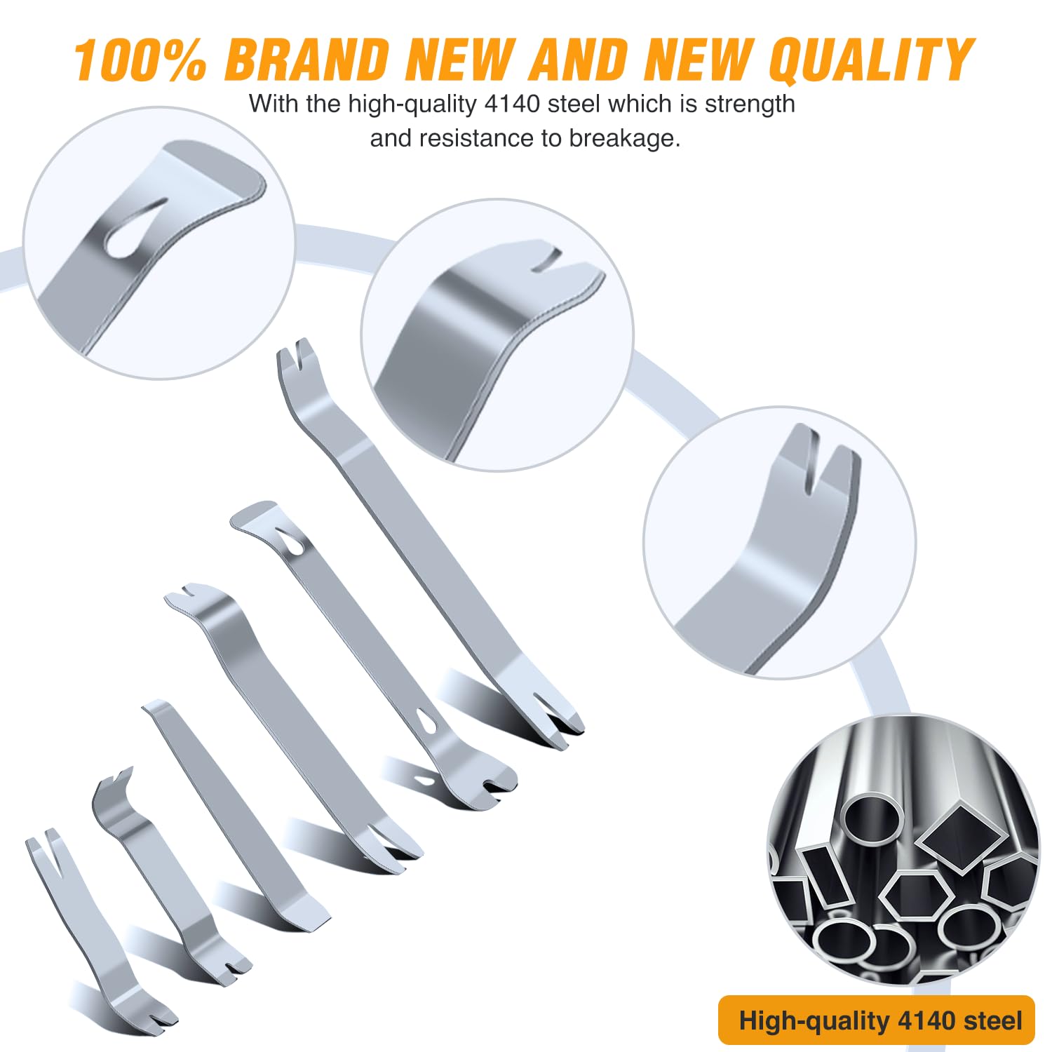 Gooacc 6Pcs Metal Trim Removal Tool Auto Pry Tool Kit Auto Trim Removal Set For For Car Audio Dash Window Molding Panel Door Wit