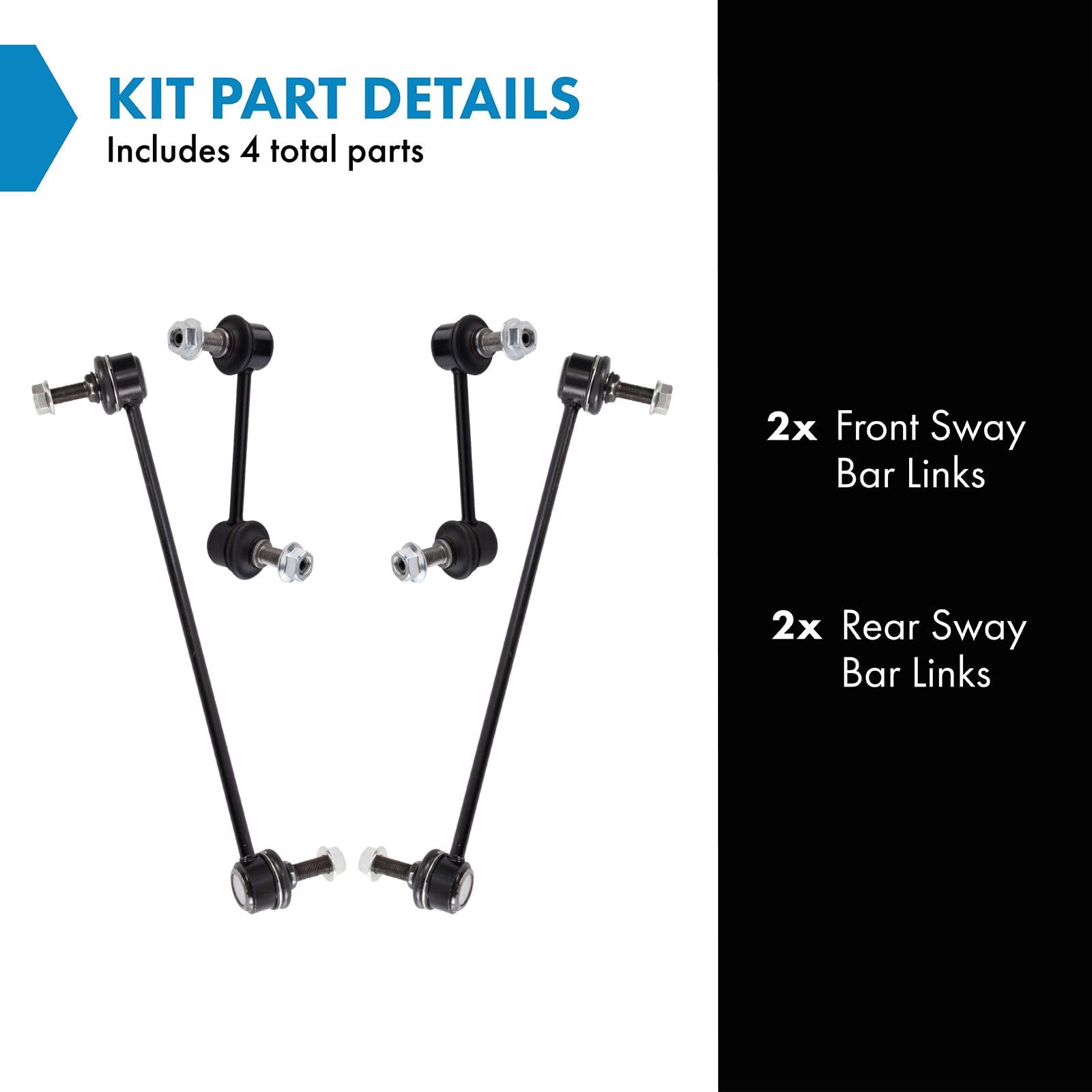 Trq Front & Rear Sway Bar Stabilizer Link Set Compatible With 2017-2022 Honda Ridgeline