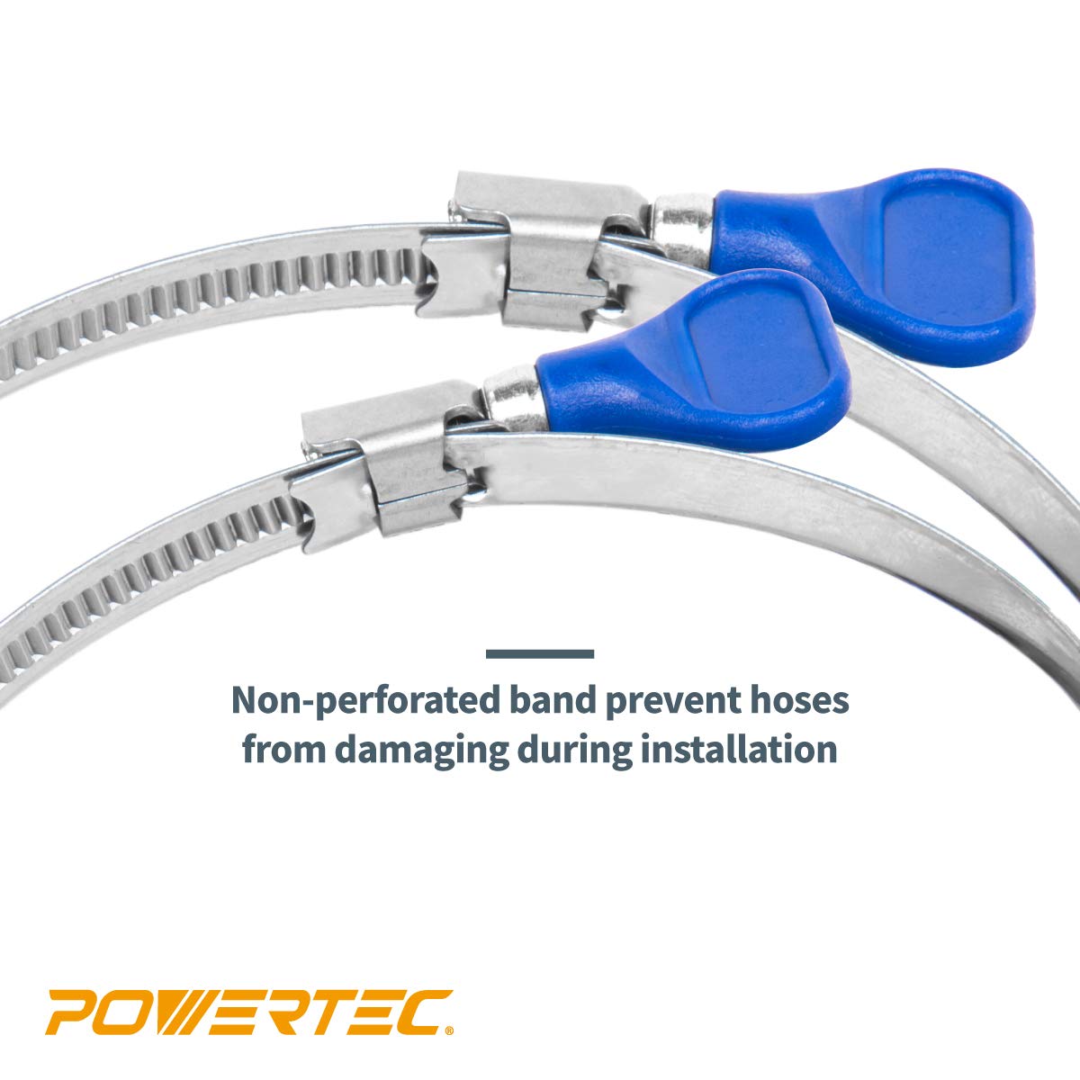 Powertec 70262 2-1/2 Inch Key Hose Clamp, Thumb Screw Key Adjustable Stainless Steel Hose Clamps For Dust Collection, Dust Colle