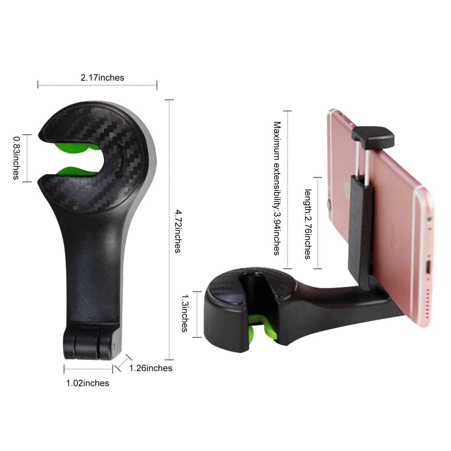 2 In 1 Car Seat Hooks For Purses And Bags With Phone Holder,Automative Headrest Purse Handbag Holder Hangers Organizers,Falling