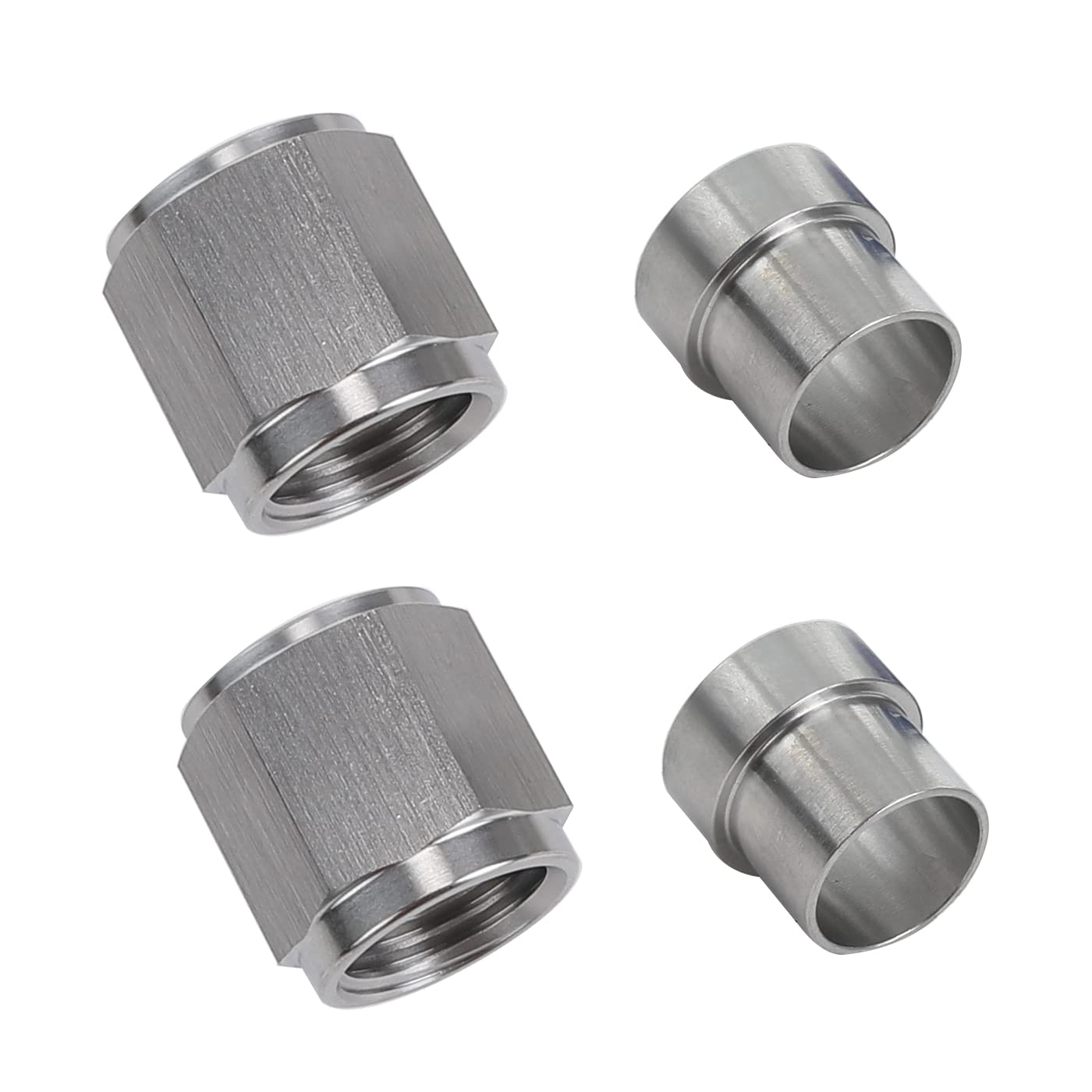 Ac Performance Stainless Steel Hardline Fitting -4 An An4 Female Tube Nut And Sleeve For 1/4'' 6.35Mm Outer Diameter Alloy Tube 