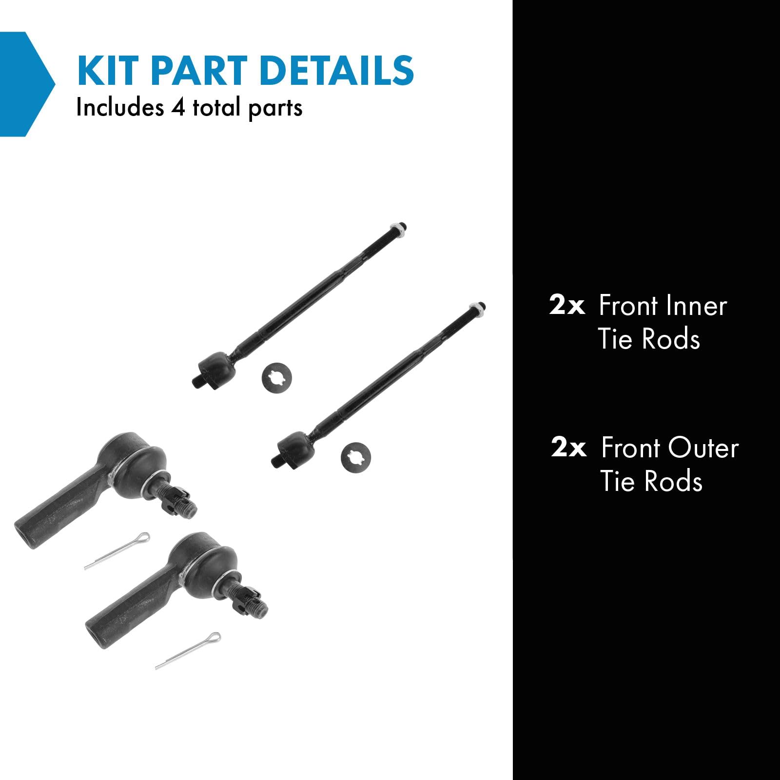 Trq Front Tie Rod Set Compatible With 1998-2002 Chevrolet Prizm 1993-1997 Geo 1993-2002 Toyota Corolla 1996-2000 Rav4