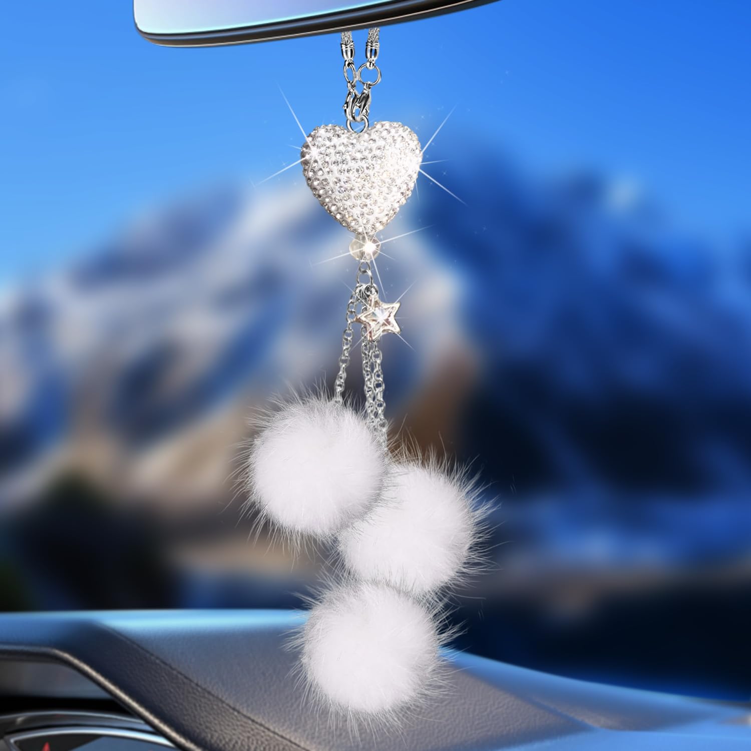 Bling Car Accessories Interior For Women - Girly Crystal Car Rearview Mirror Decor, Cute Rinestones Para Carro De Mujer, Car Mir