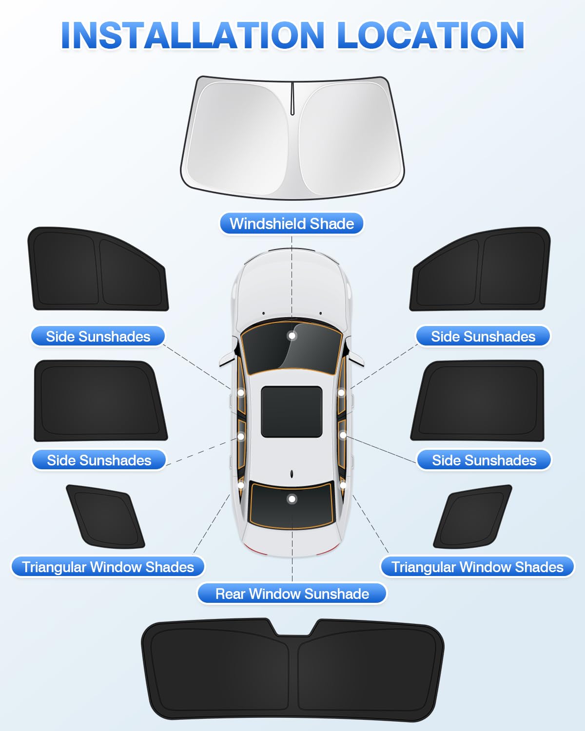 Canvcle Sunshades For Chevrolet/Chevy Tahoe 2015-2020 Accessories Windshield Sun Shade Side Rear Window Shade Cover Sun Visor Sh