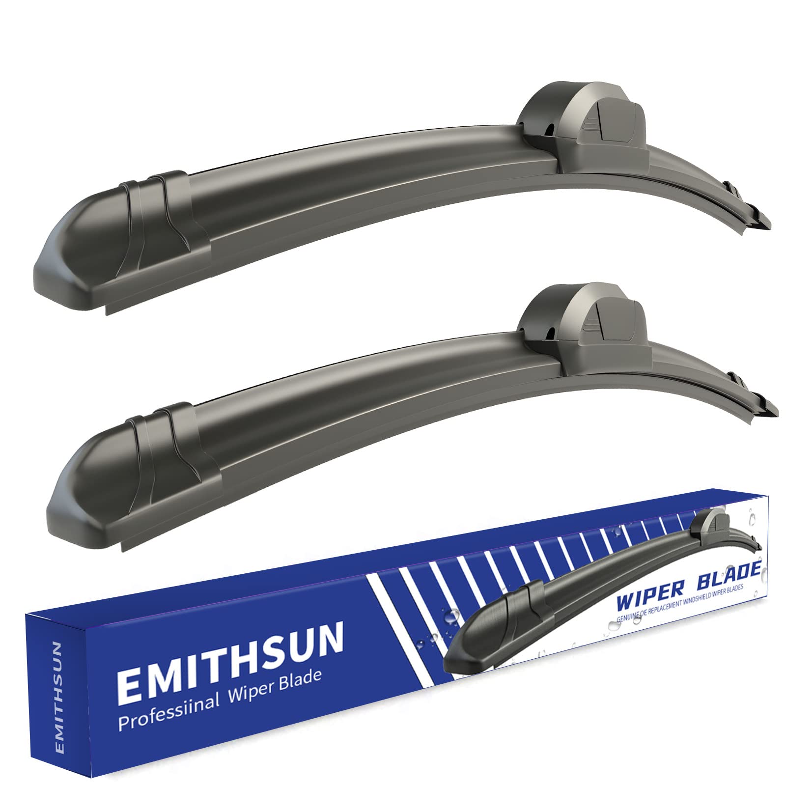 Emithsun Oem Quality 24'' + 19'' Premium All-Seasons Stable And Quiet Windshield Wiper Blades(Set Of 2)