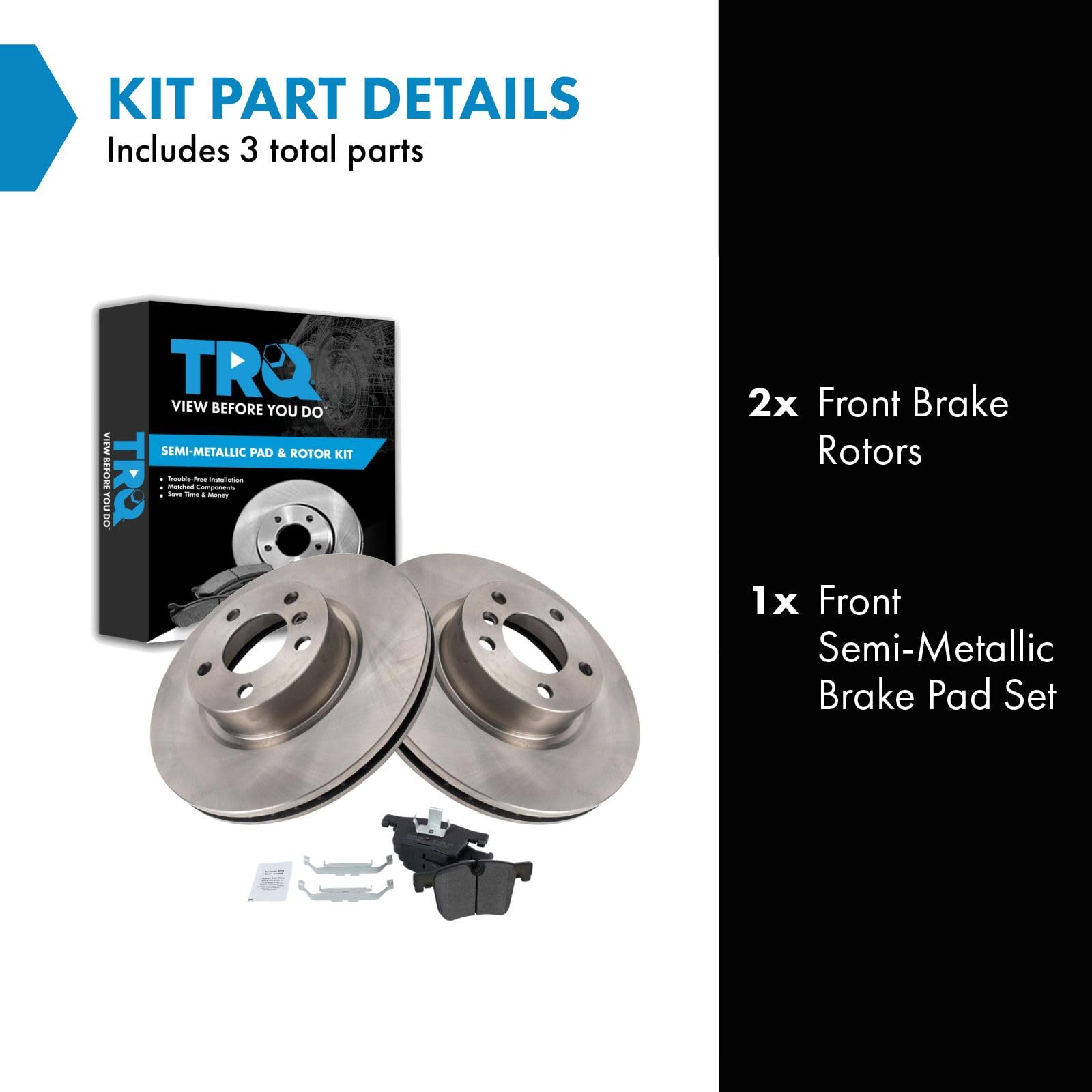 Trq Front Brake Pad & Rotor Kit Brake Pads Brake Rotor Semi-Metallic Compatible With 2011-2017 Bmw X3 2015-2018 X4