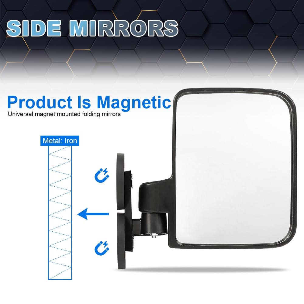 PIT66 Side Mirrors Rubber Coated 114lb 2.7   Rated Magnetic Tractor Mirror 1 Pair