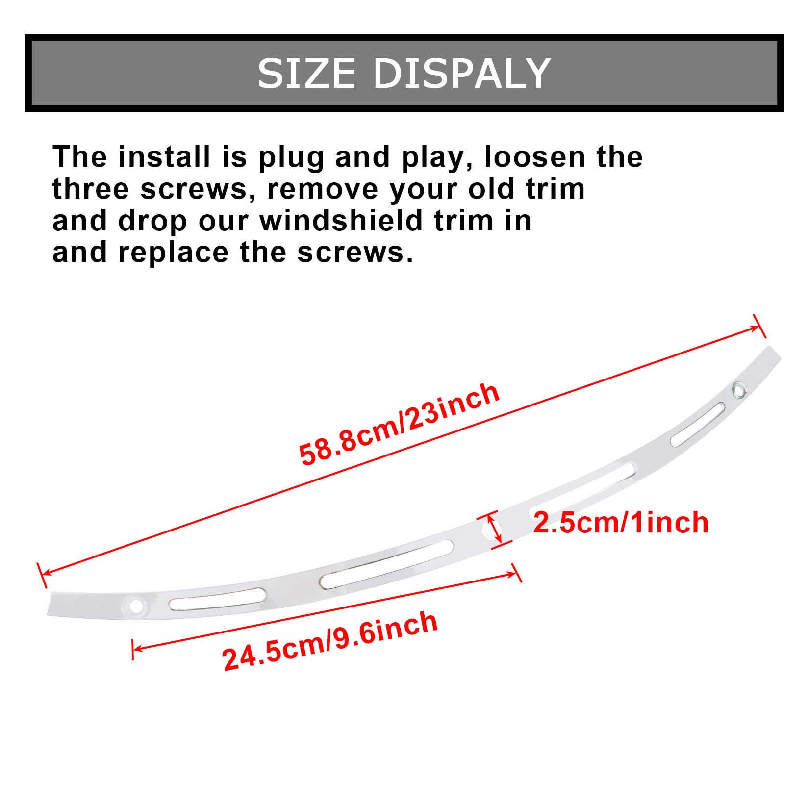 4 Slotted Track Polished Batwing Fairing Windshield Windscreen Trim Molding Clips Accent Parts for Touring Street Glide Electra