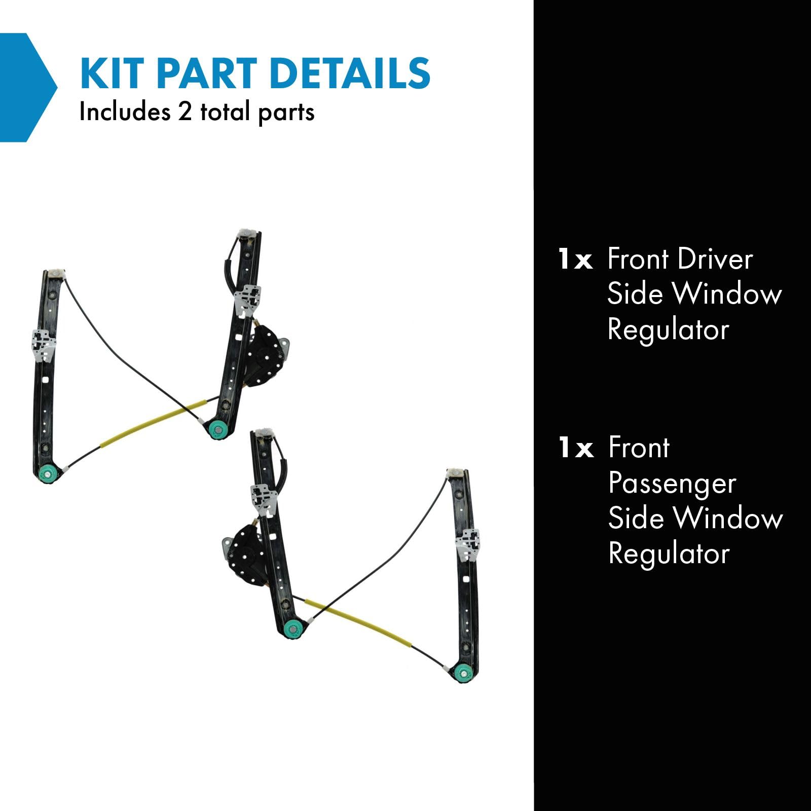 Trq Front Power Window Regulator Set Compatible With 1999-2000 Bmw 323I 2001-2005 325I 325Xi 328I 330I 330Xi