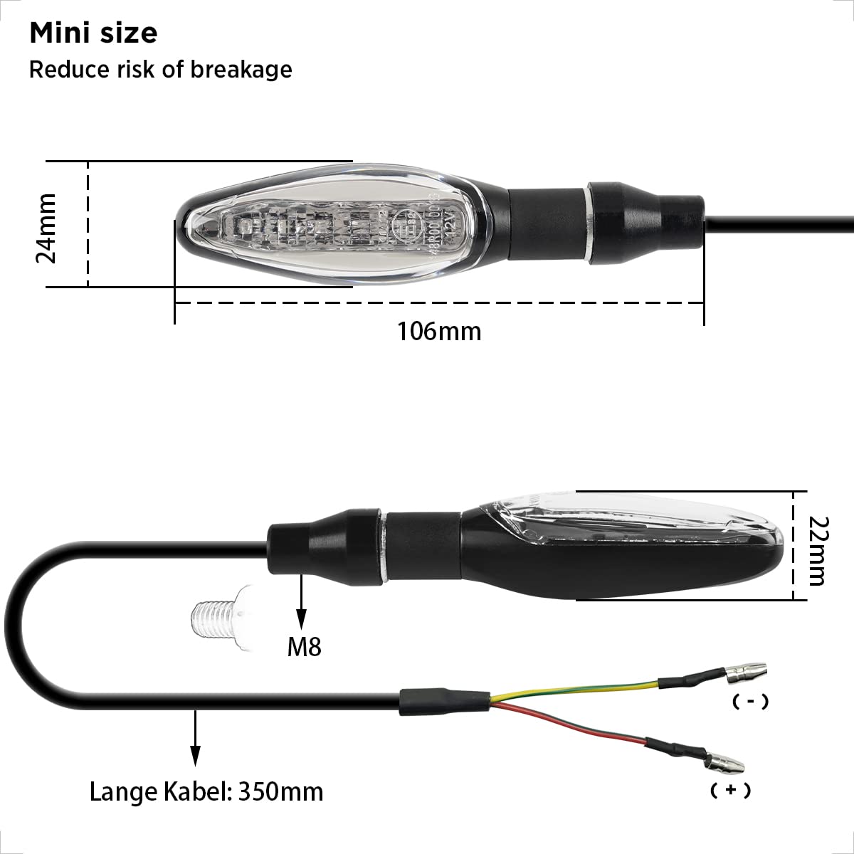 Evermotor Led Motorcycle Turn Signals Yellow Tail Sequential Lights 12V Running Aluminium Alloy Front Ebike Indicators With E-Mark For Honda,Ktm,Kawasaki,Suzuki(4 Pieces)