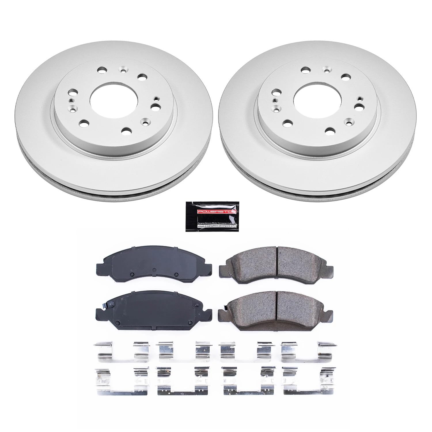 Power Stop Crk2069 Front Ceramic Brake Pads And Coated Brake Rotors Kit For Escalade Xts Chevy Avalance Express Silverado 1500 S
