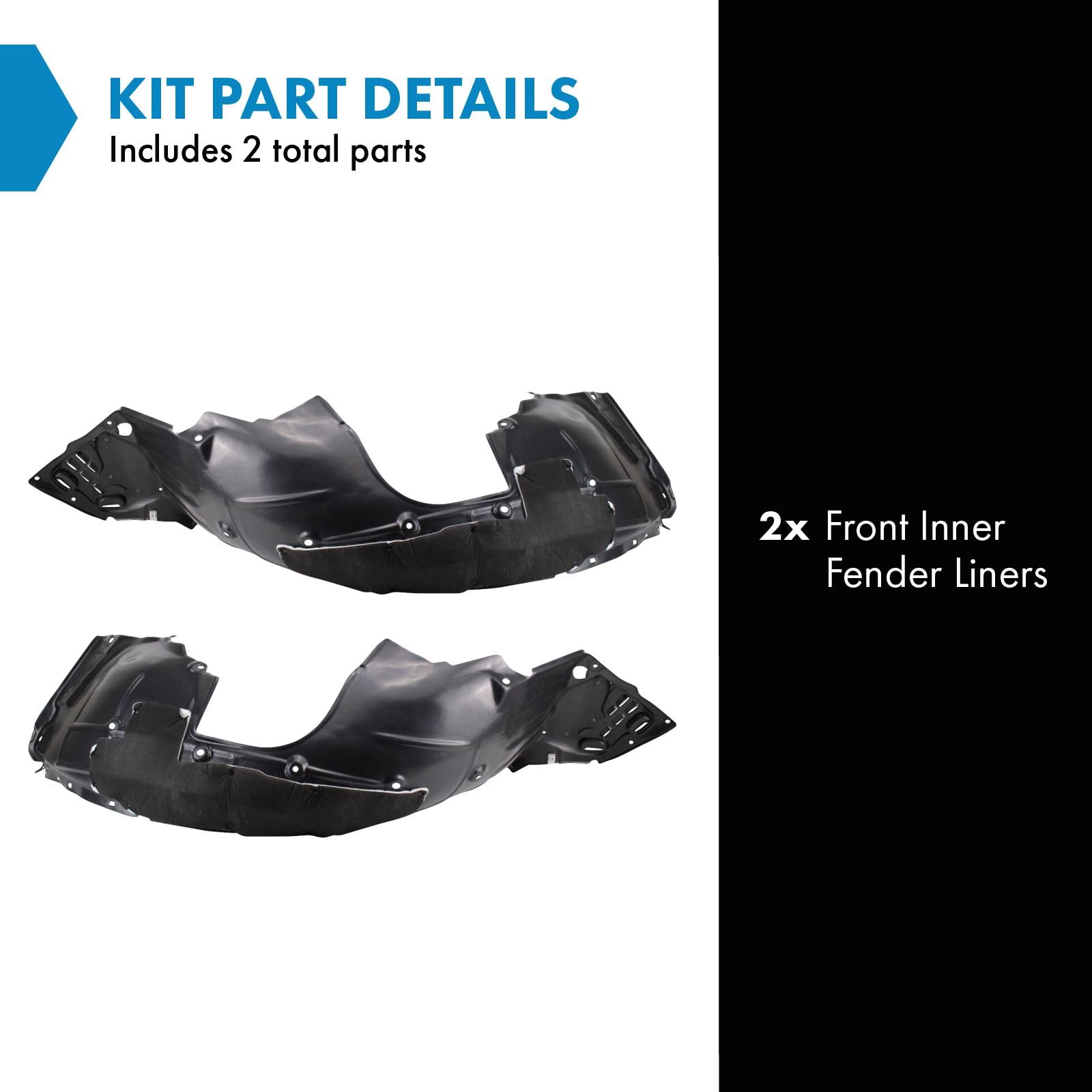 Trq Front Inner Fender Liner Set Compatible With 2020-2021 Honda Civic Ho1248194 Ho1249194