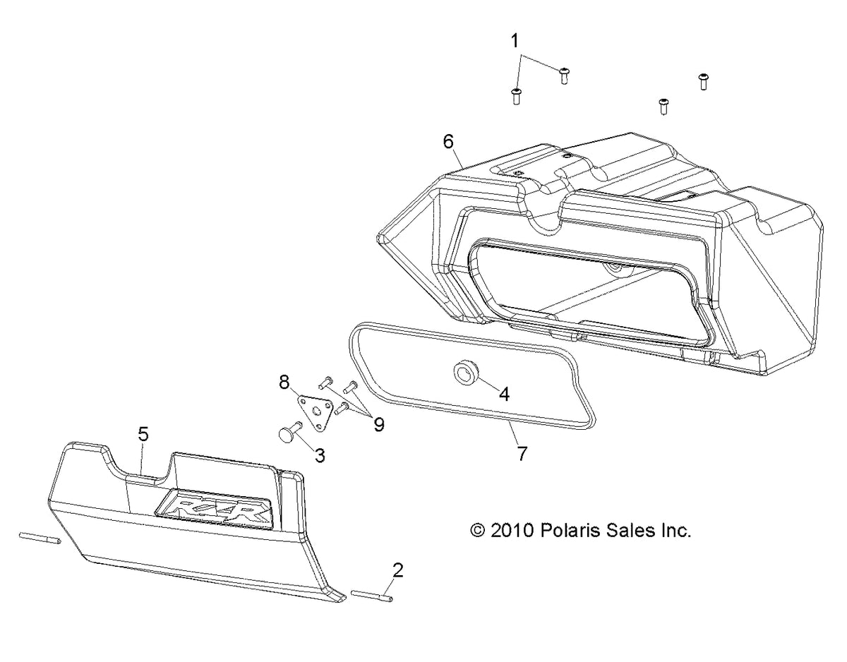 Polaris Basic Glovebox Cover, Gloss Black, Rzr, Genuine Oem Part 5438710-070, Qty 1