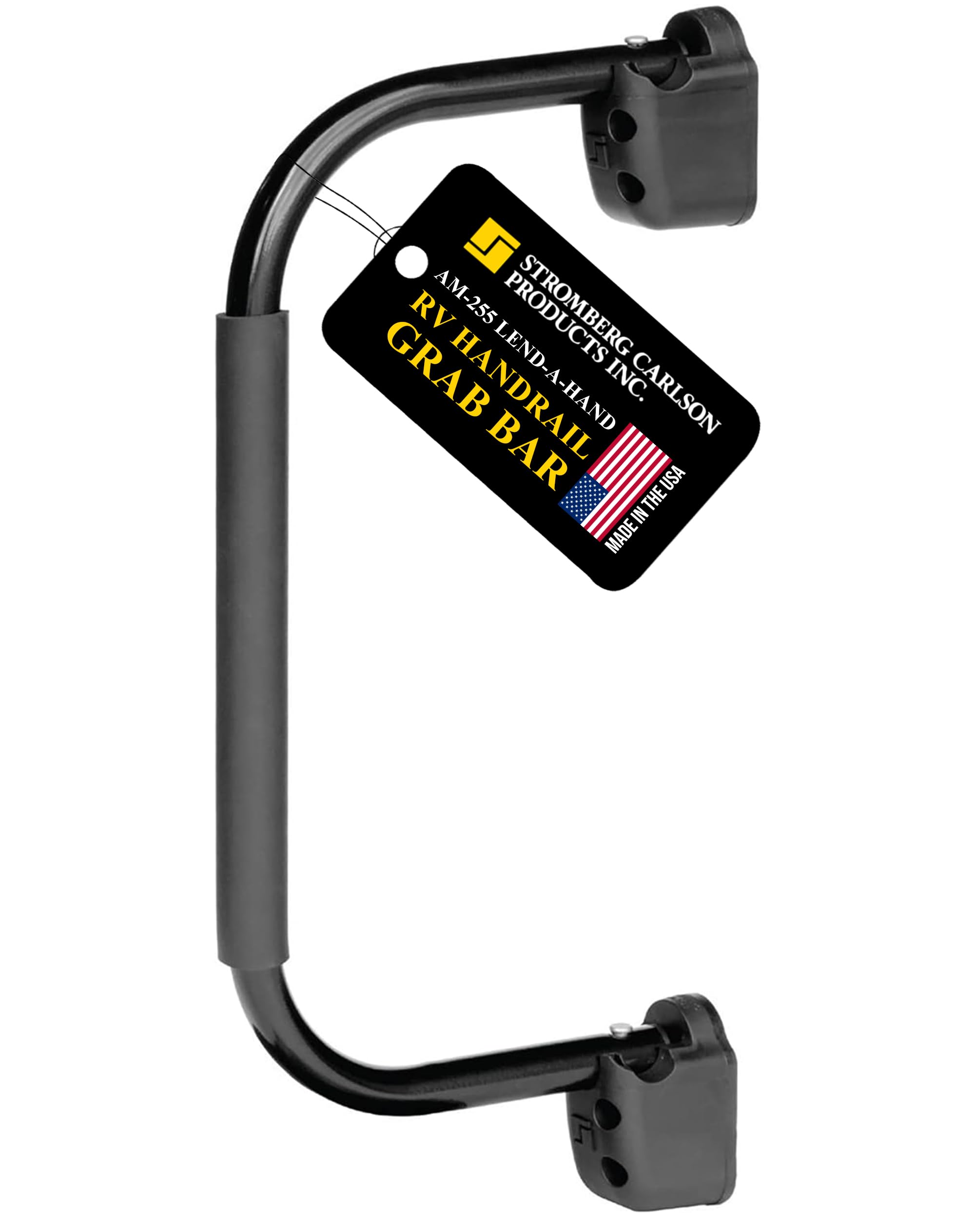 Stromberg Carlson AM-255 Lend-A-Hand Mini Assist Rail - RV Railing for Steps, RV Hand Rail & Folding Handle Entry Door Grab Bar, Travel Trailer Door Handle, RV Grab Handle, Black, 22&quot;, Extends 10&quot;