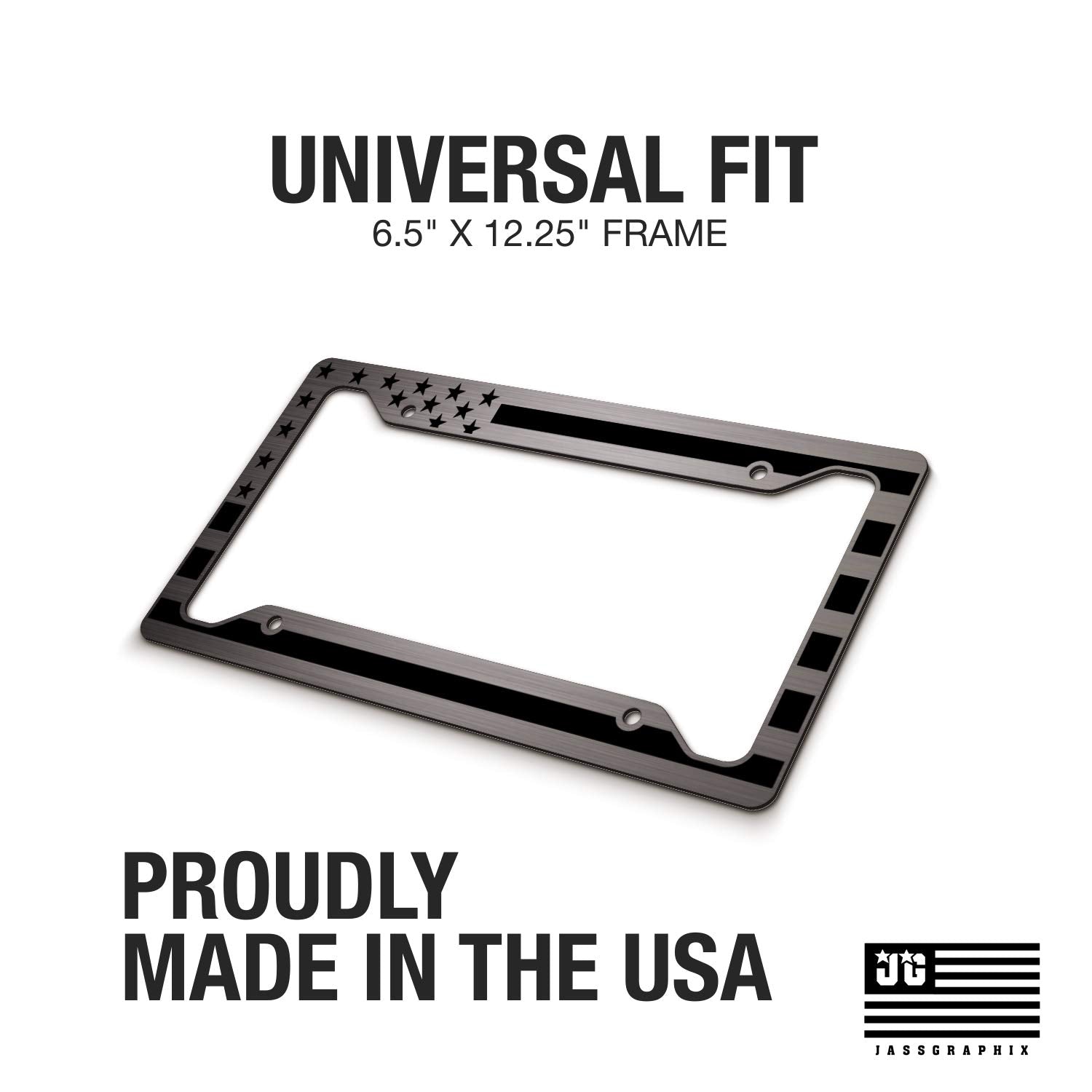 American Flag License Plate Frame Matte Black On Brushed Aluminum Composite