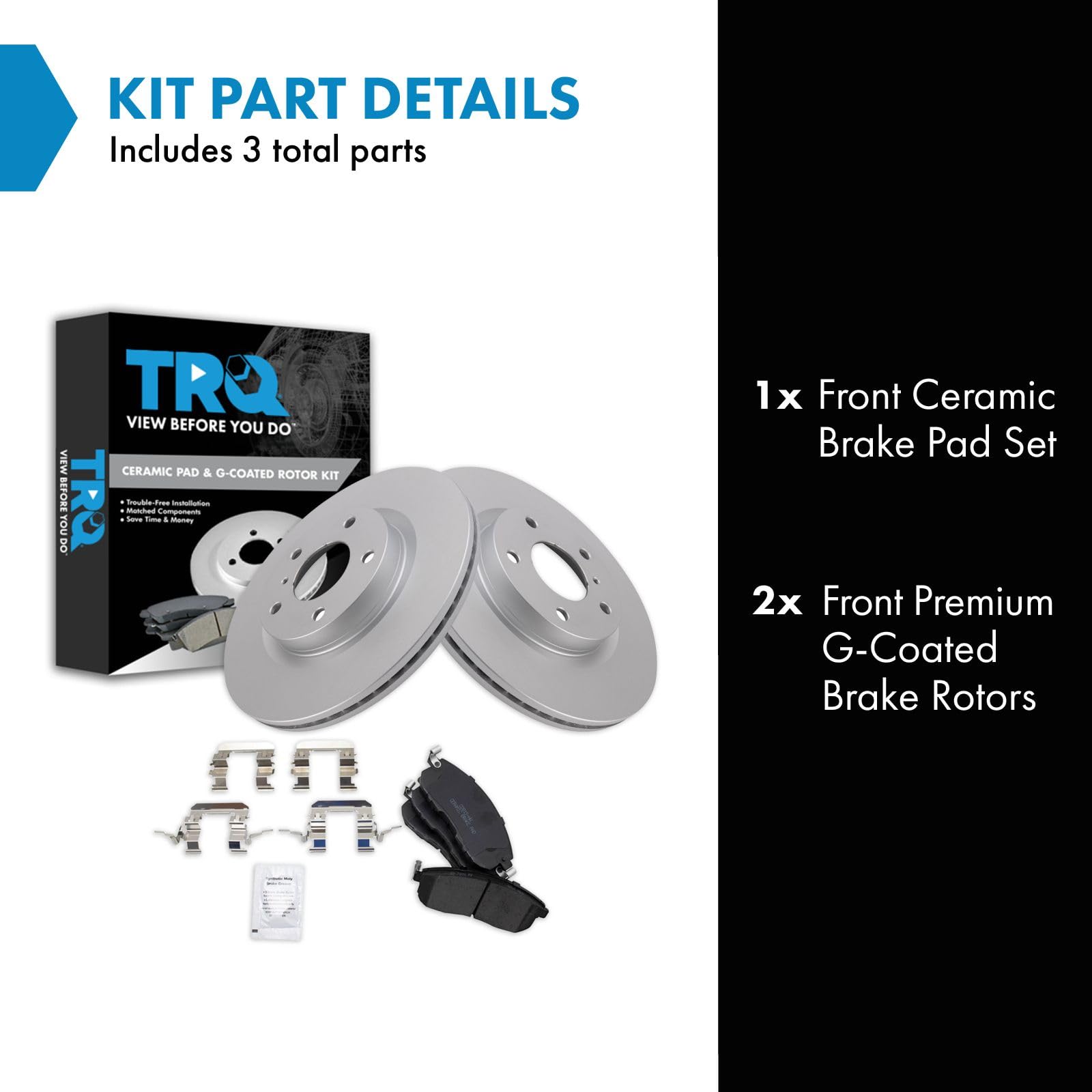 Trq Brake Pad & Rotor Kit Premium G-Coated Ceramic Front Compatible With 2003-2004 Infiniti G35 2003-2005 Nissan 350Z
