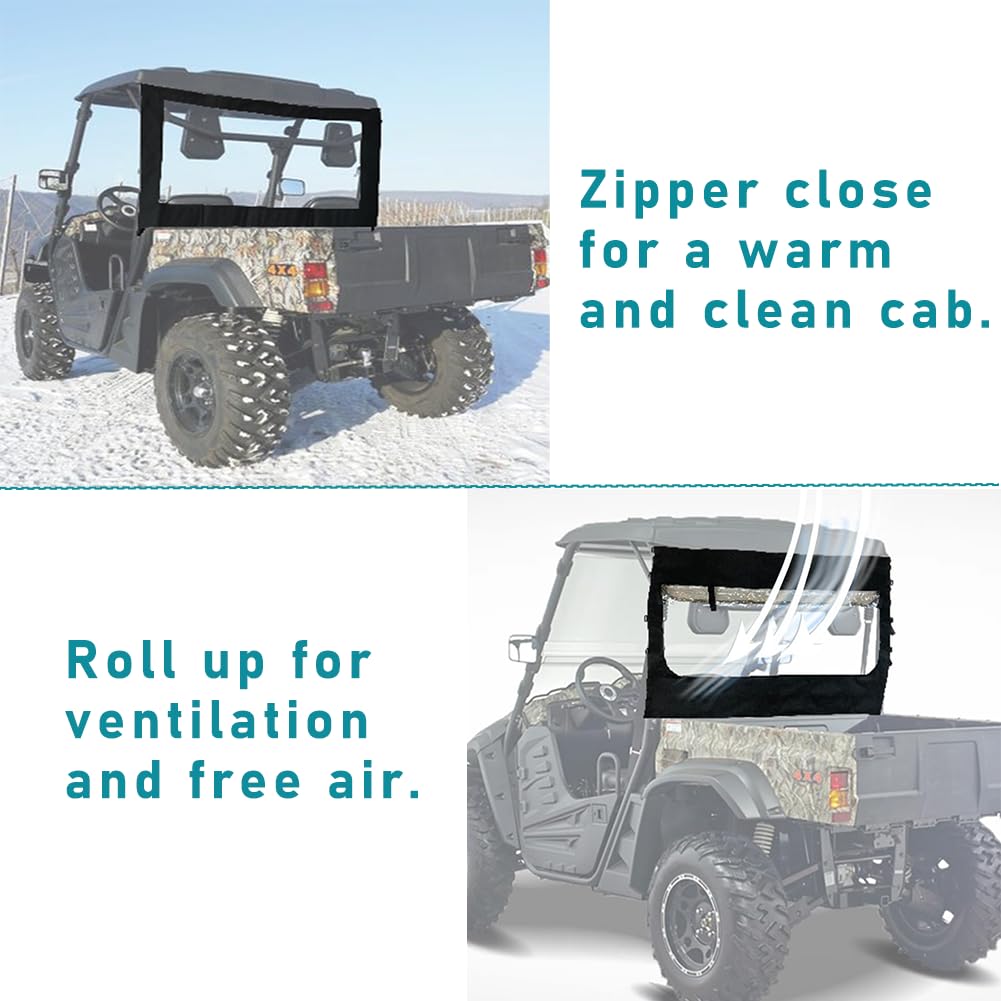 Qymoto Axis 500 Utv Rear Windshield Water-Resistant For Hisun 500 700,Axis 500 700 750 Crew Accessories,Soft Rear Window With Zipper For Rhino 450 660 700,Massimo Msu500,Coleman 500 700 Parts